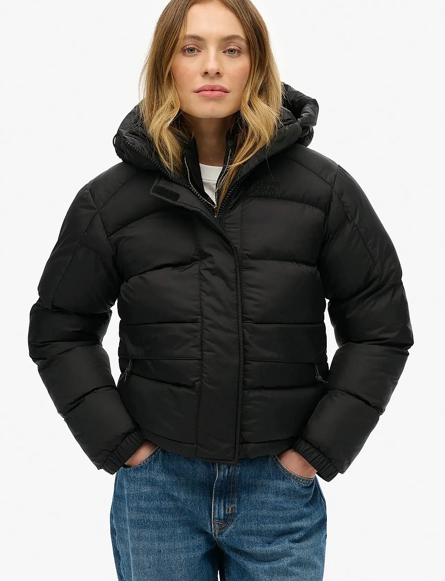 Superdry Sport - HOODED TECH PADDED JKT - léttir jakkar - black - 3