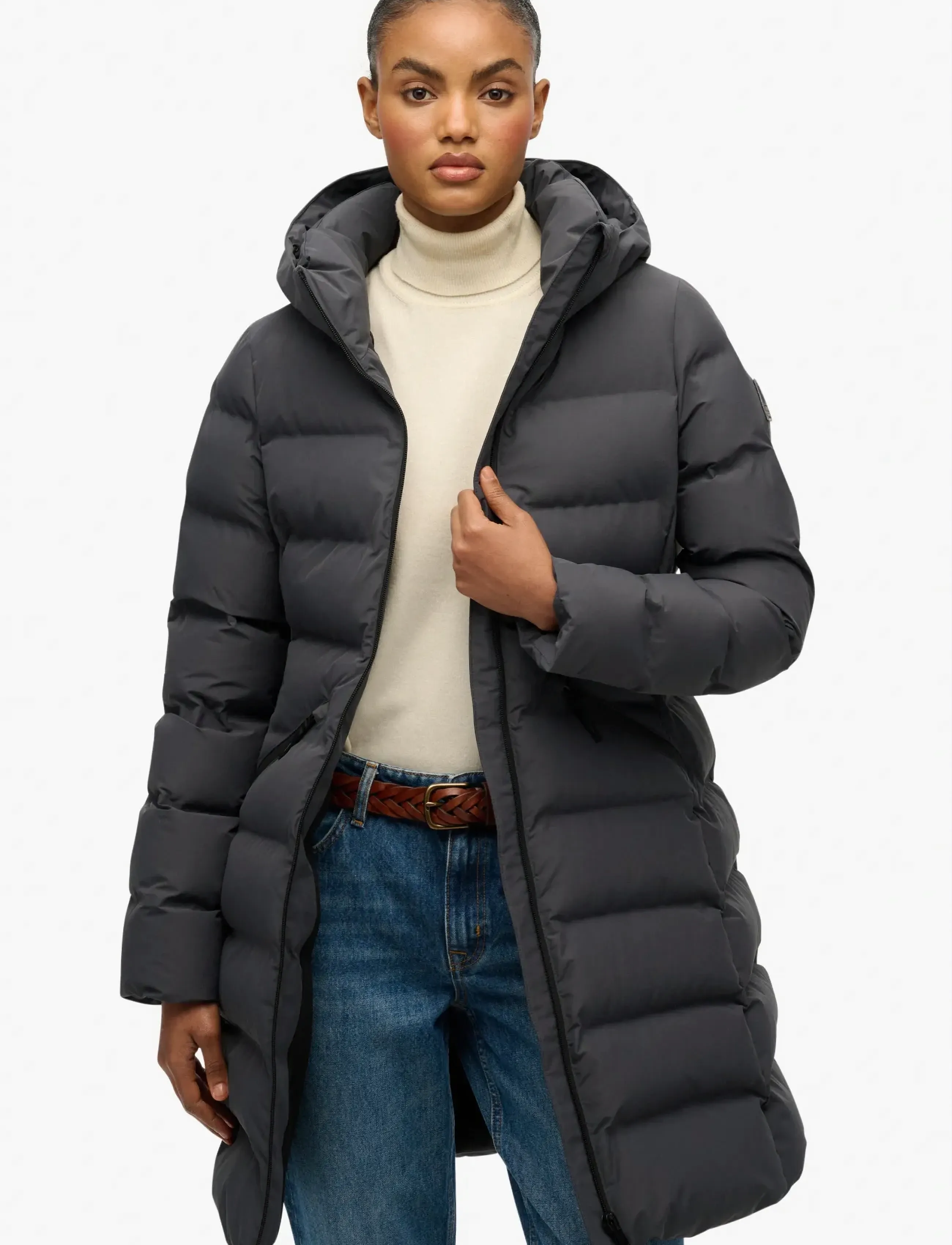 Superdry Sport CITY MID PADDED JACKET - Riided - EBONY / black