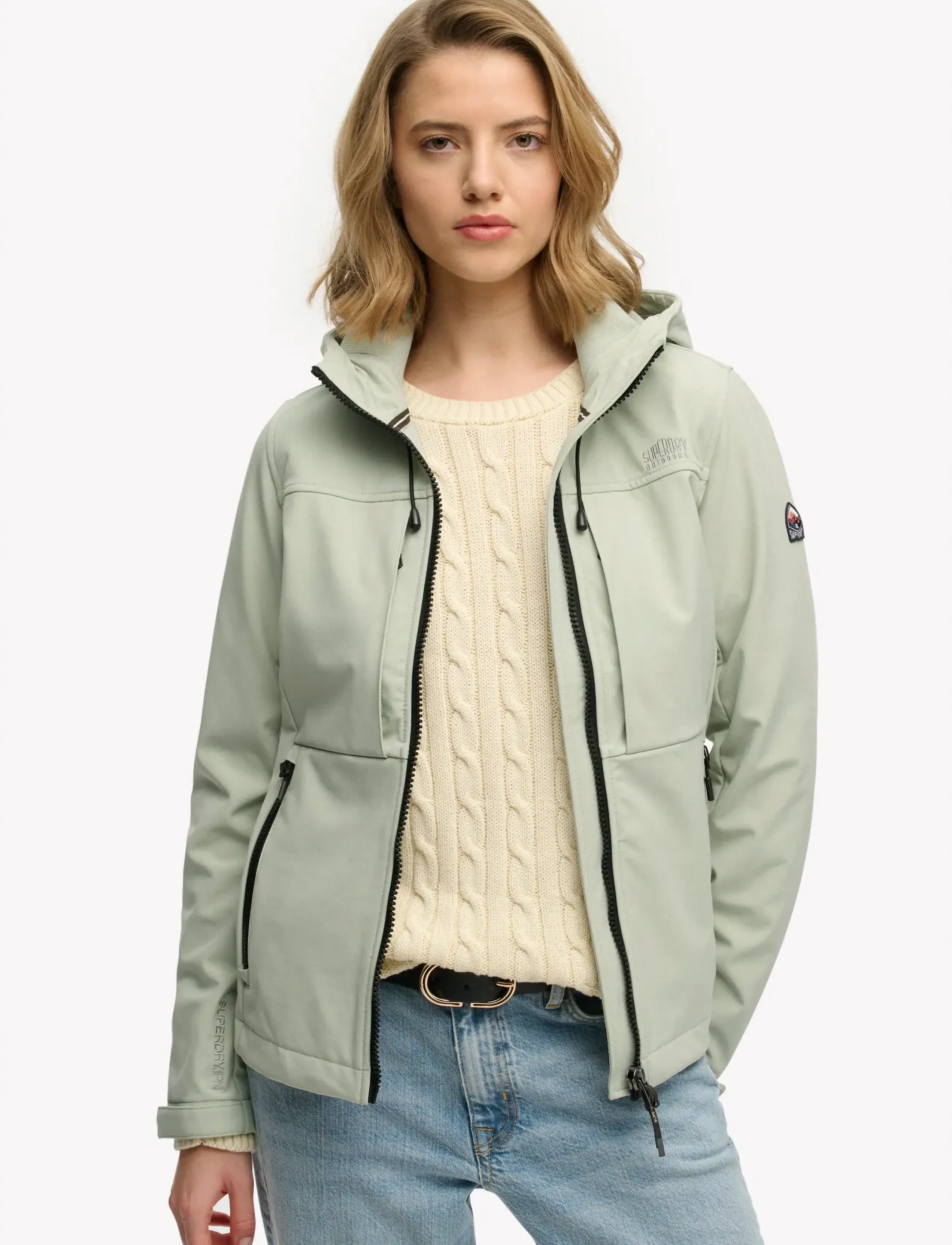 Superdry Sport Hooded Classic Trekker Jacket, 42, Green, Sport Jackets > Sport Outdoor Jackets, Dame