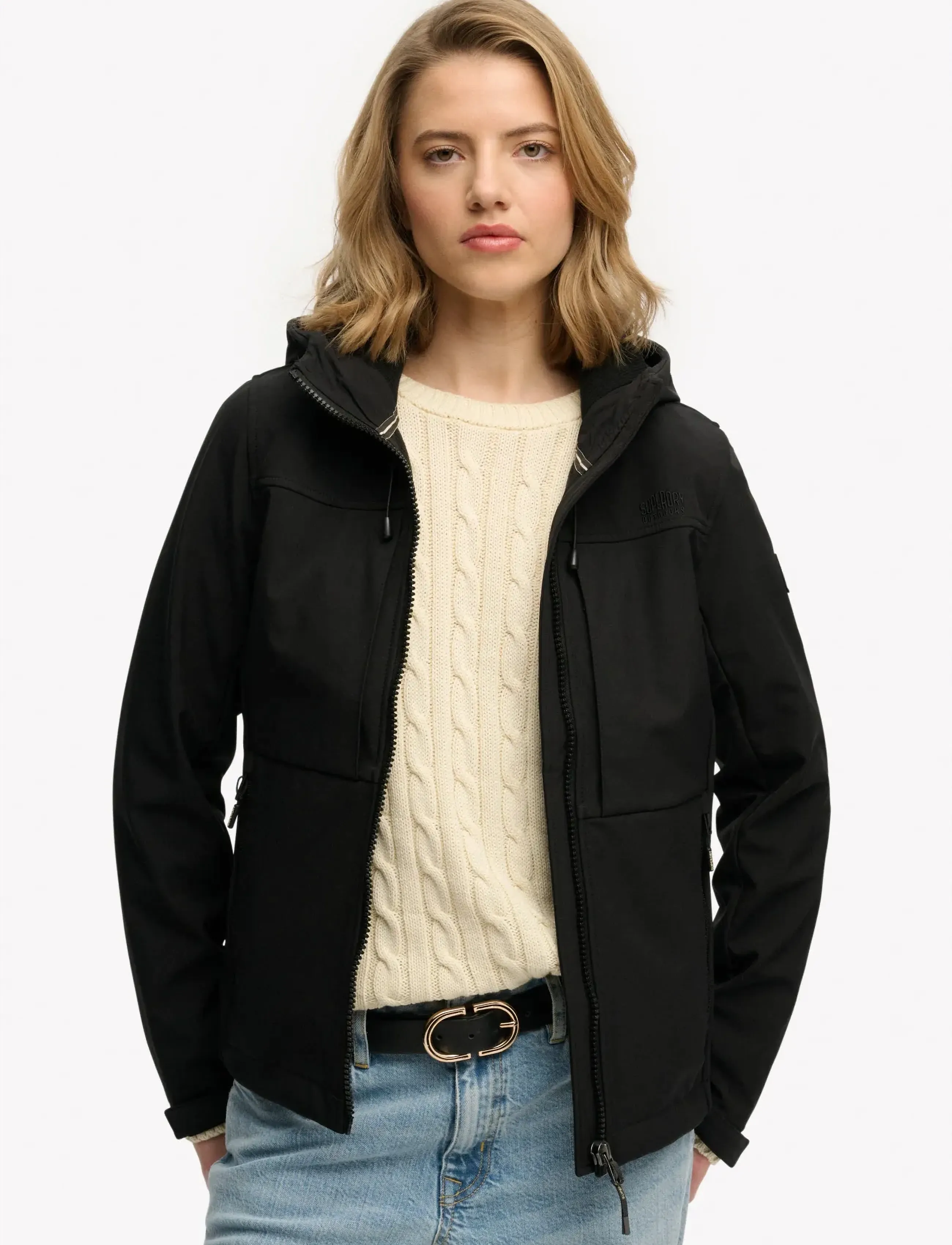 Superdry Sport Hooded Classic Trekker Jacket, 42, Black, Sport Jackets > Sport Outdoor Jackets, Dame