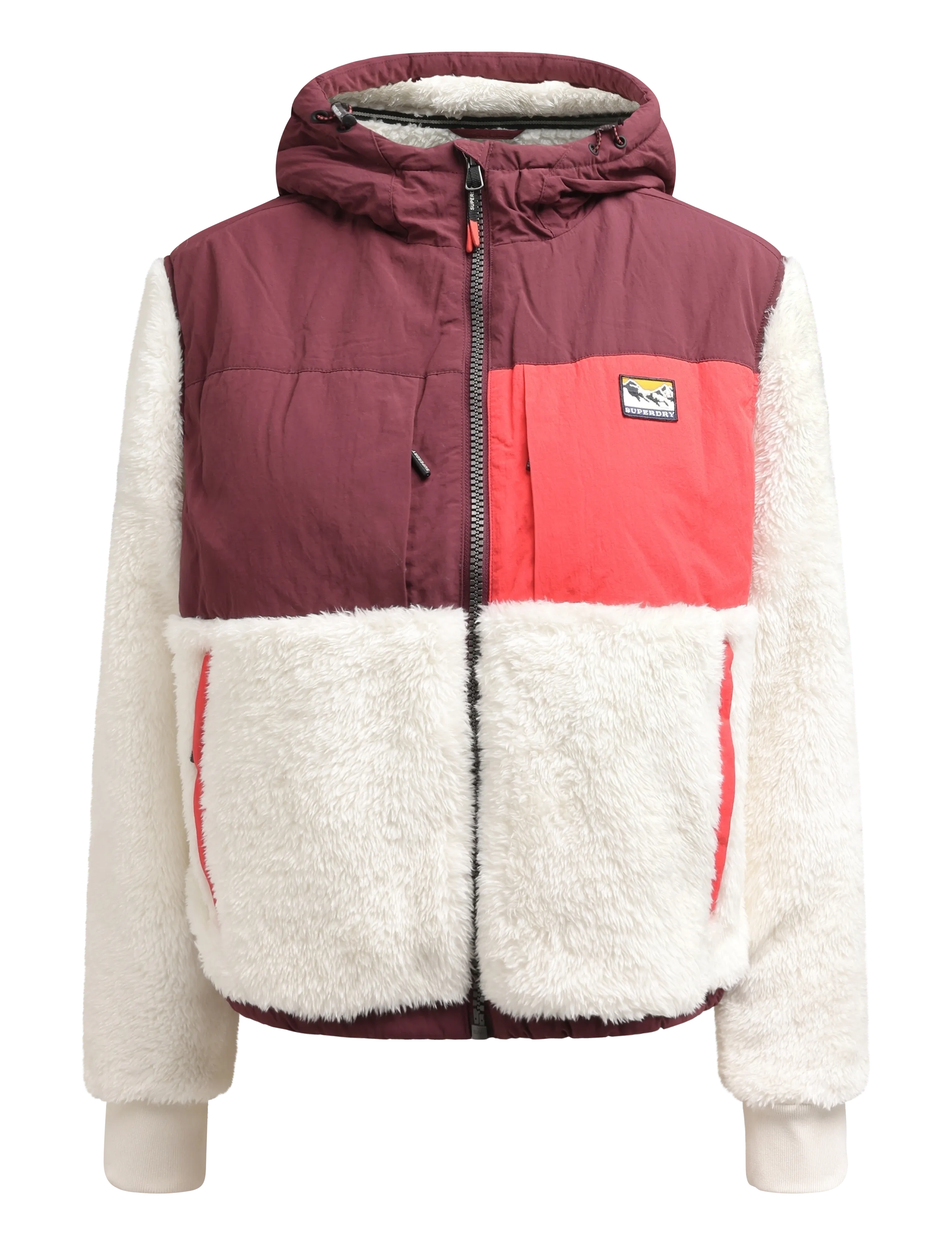 Superdry Sport SUPER SOFT HYBRID FULL ZIP - Superdry - DESERT BONE OFF WHITE/PORT RED / cream