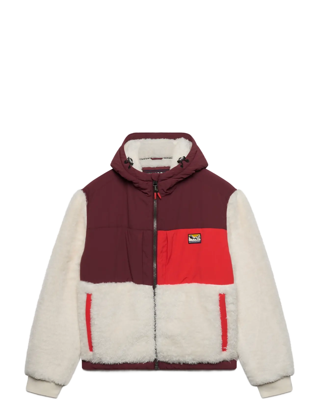 Superdry Sport SUPER SOFT HYBRID FULL ZIP - Winter jackets - DESERT BONE OFF WHITE/PORT RED / cream