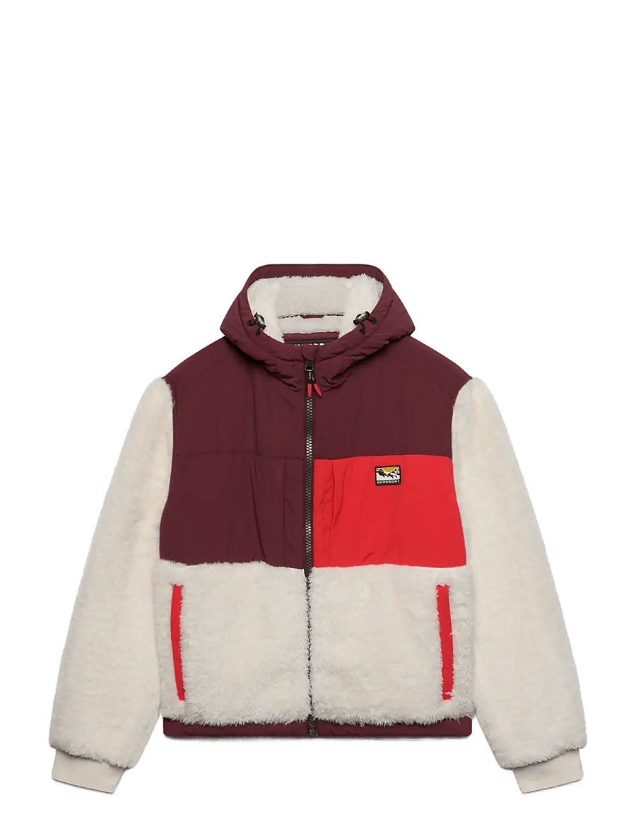 Superdry Sport - SUPER SOFT HYBRID FULL ZIP - desert bone off white/port red - 1