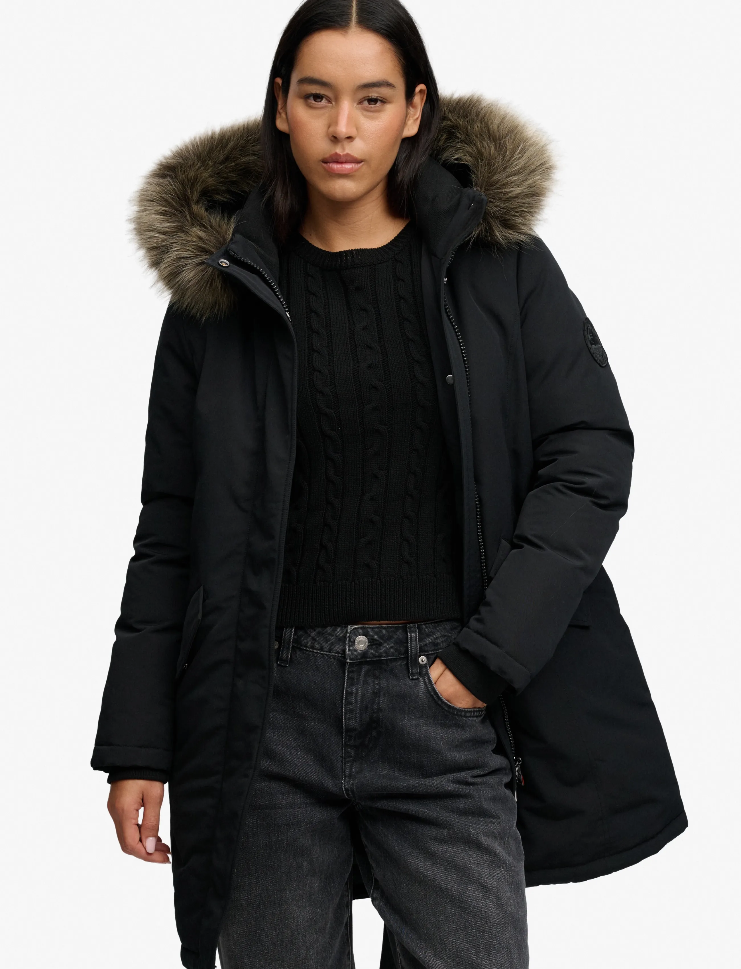 Superdry Sport HOODED EVEREST PARKA JACKET - Jacken & Mäntel - BLACK / black
