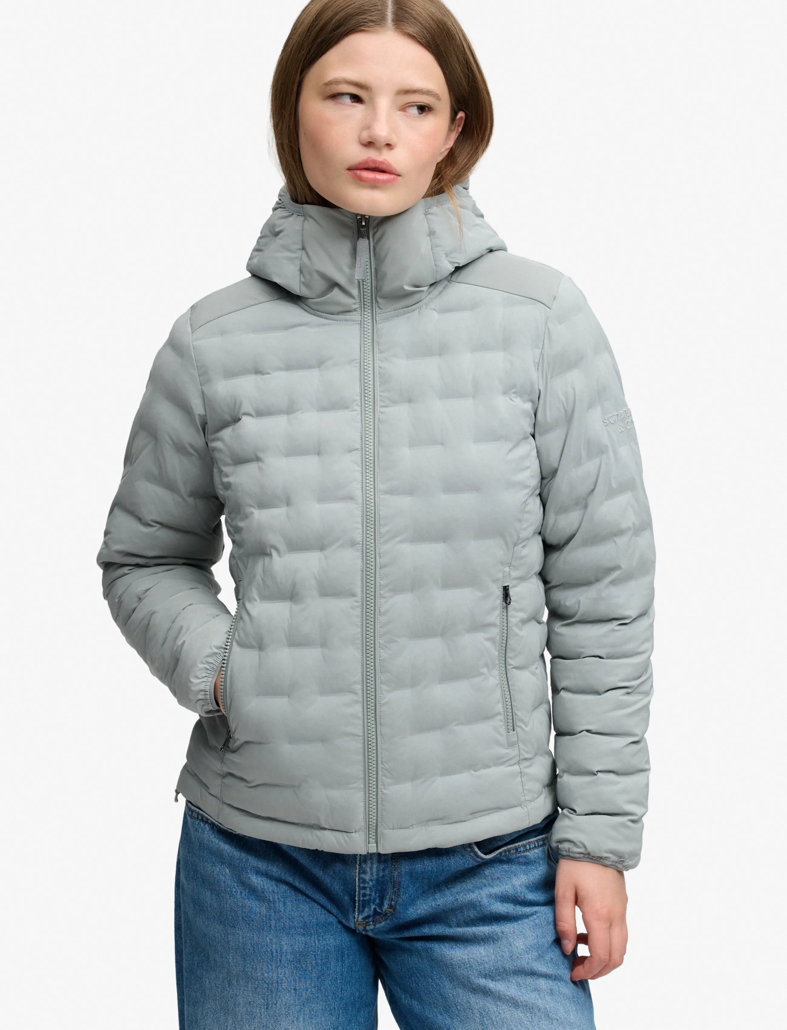 Superdry Sport - HOOD HEAT WELD PADDED JACKET - pale grey texture - 4