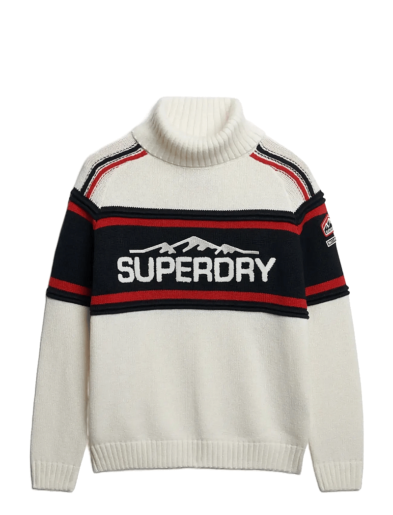 Superdry Sport - APRES SKI ROLL NECK JUMPER - sweatshirts - dusty ecru multi stripe - 1
