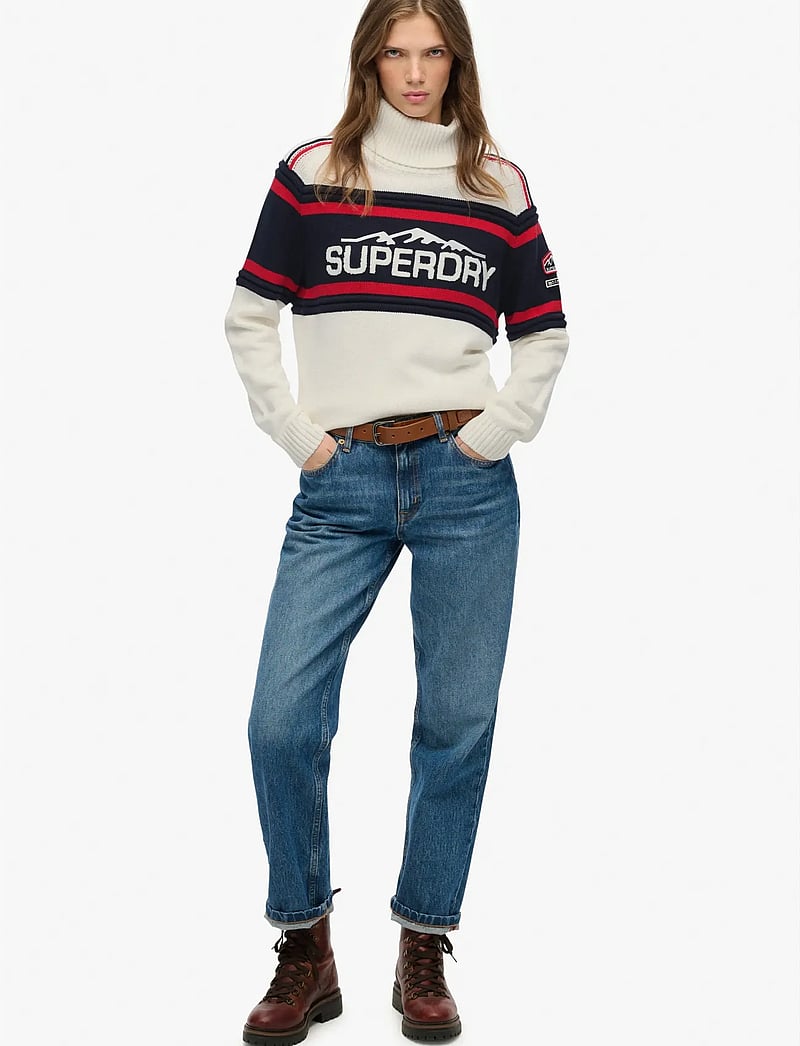 Superdry Sport - APRES SKI ROLL NECK JUMPER - sweatshirts - dusty ecru multi stripe - 4