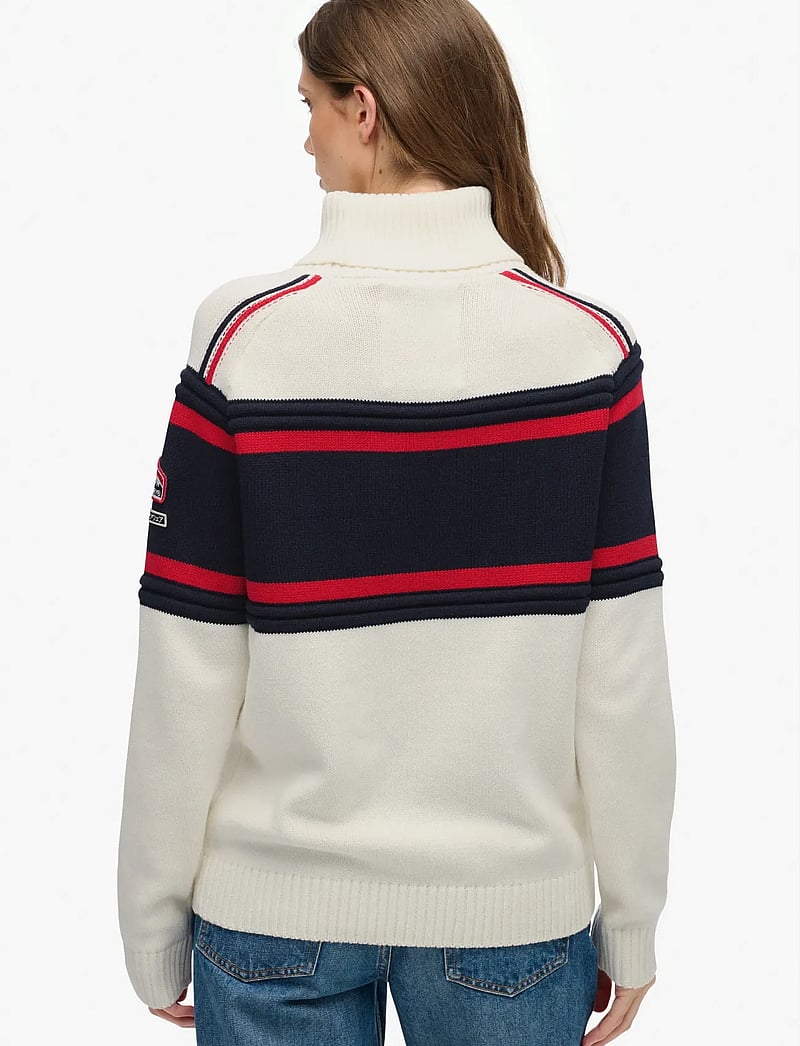 Superdry Sport - APRES SKI ROLL NECK JUMPER - sweatshirts - dusty ecru multi stripe - 5