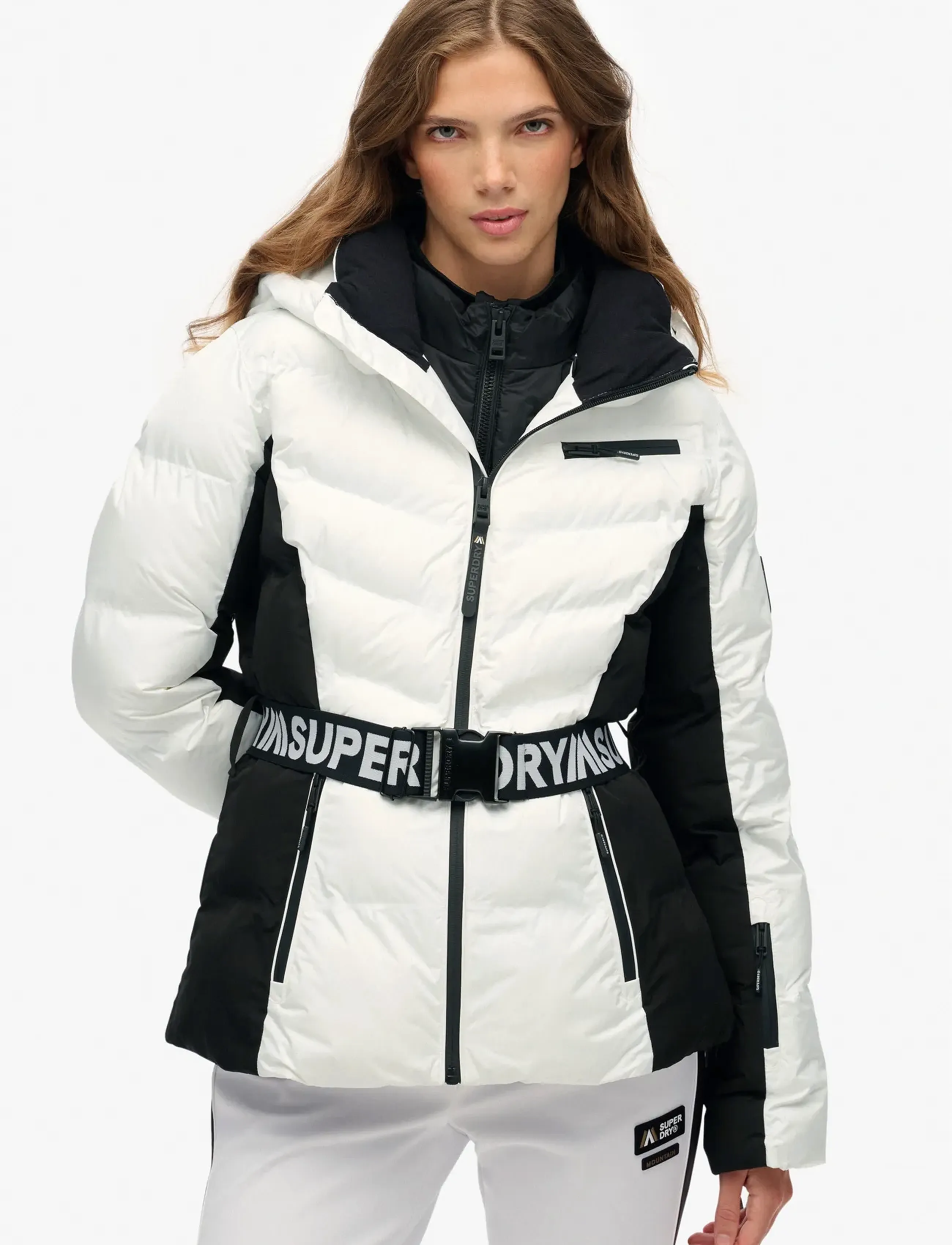 Superdry Sport Luxe Belted Ski Padded Jacket, XL, White, Sport Jackets > Sport Ski Jackets, Dame