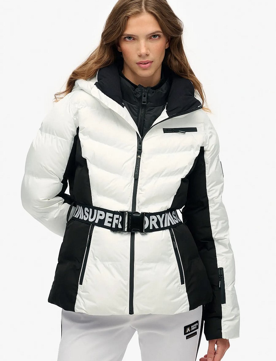 Superdry Sport - LUXE BELTED SKI PADDED JACKET - ski-kleidung - optic - 0