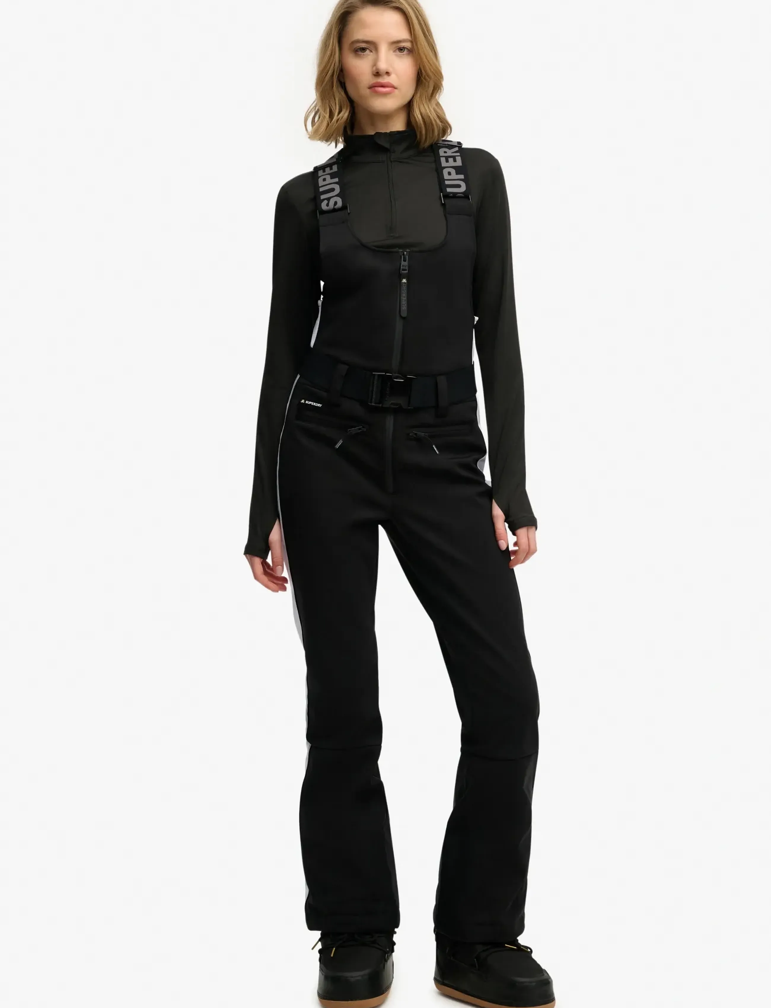 Superdry Sport LUXE SKI DUNGAREE - Spordipüksid - BLACK / black