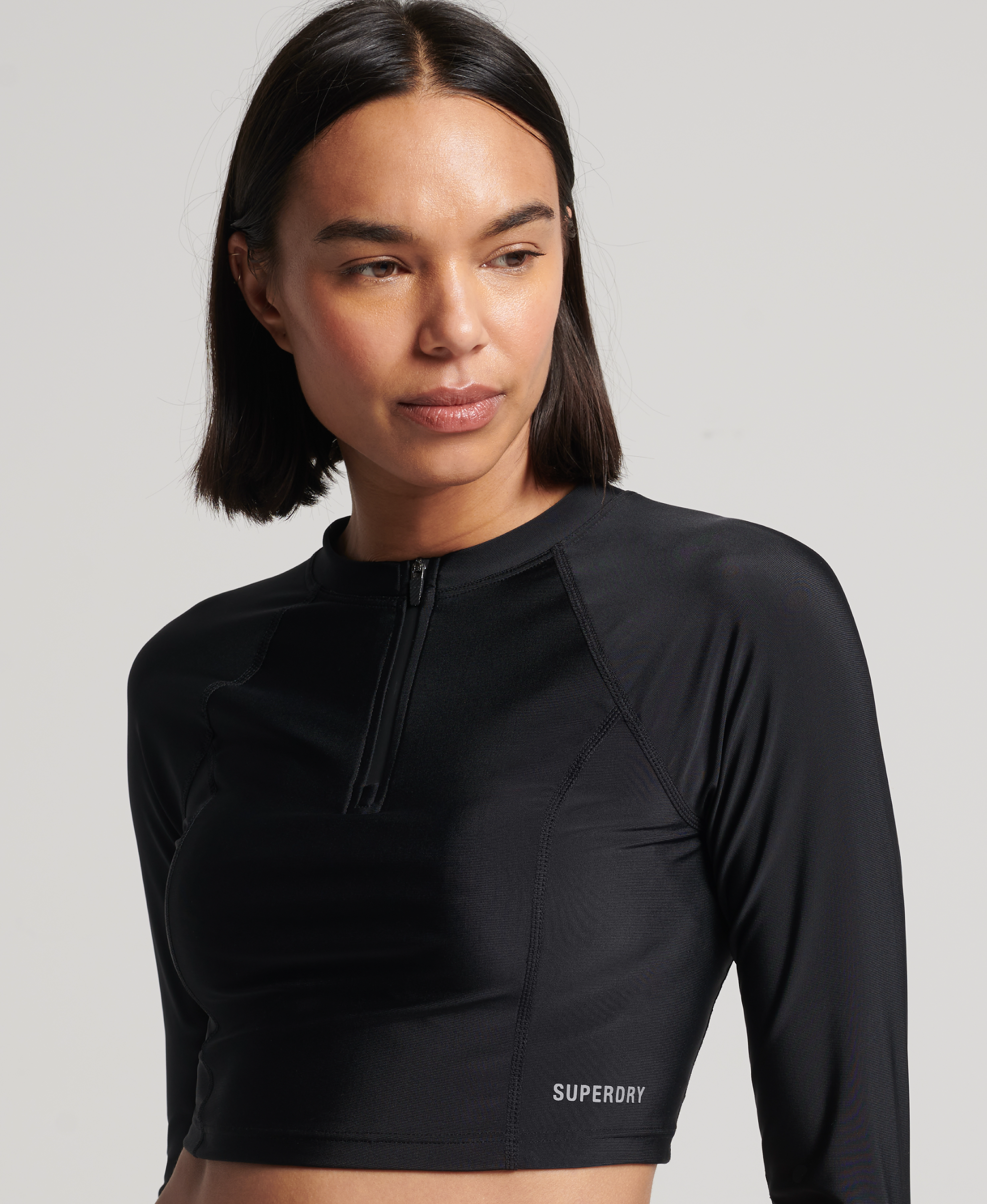 Superdry Sport - CROPPED RASH VEST - black - 2