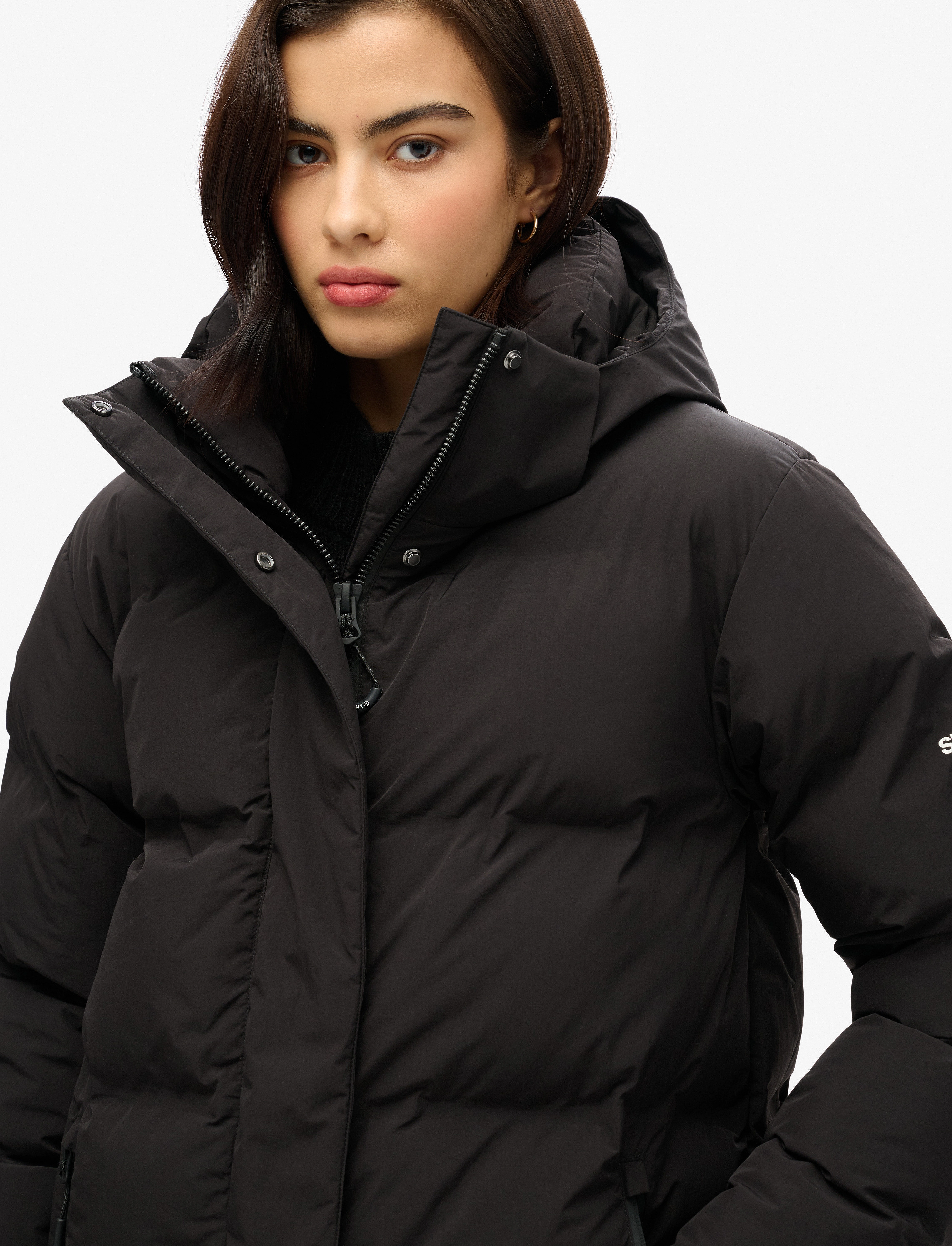 Superdry Sport - HOODED LONGLINE PUFFER JACKET - black - 3