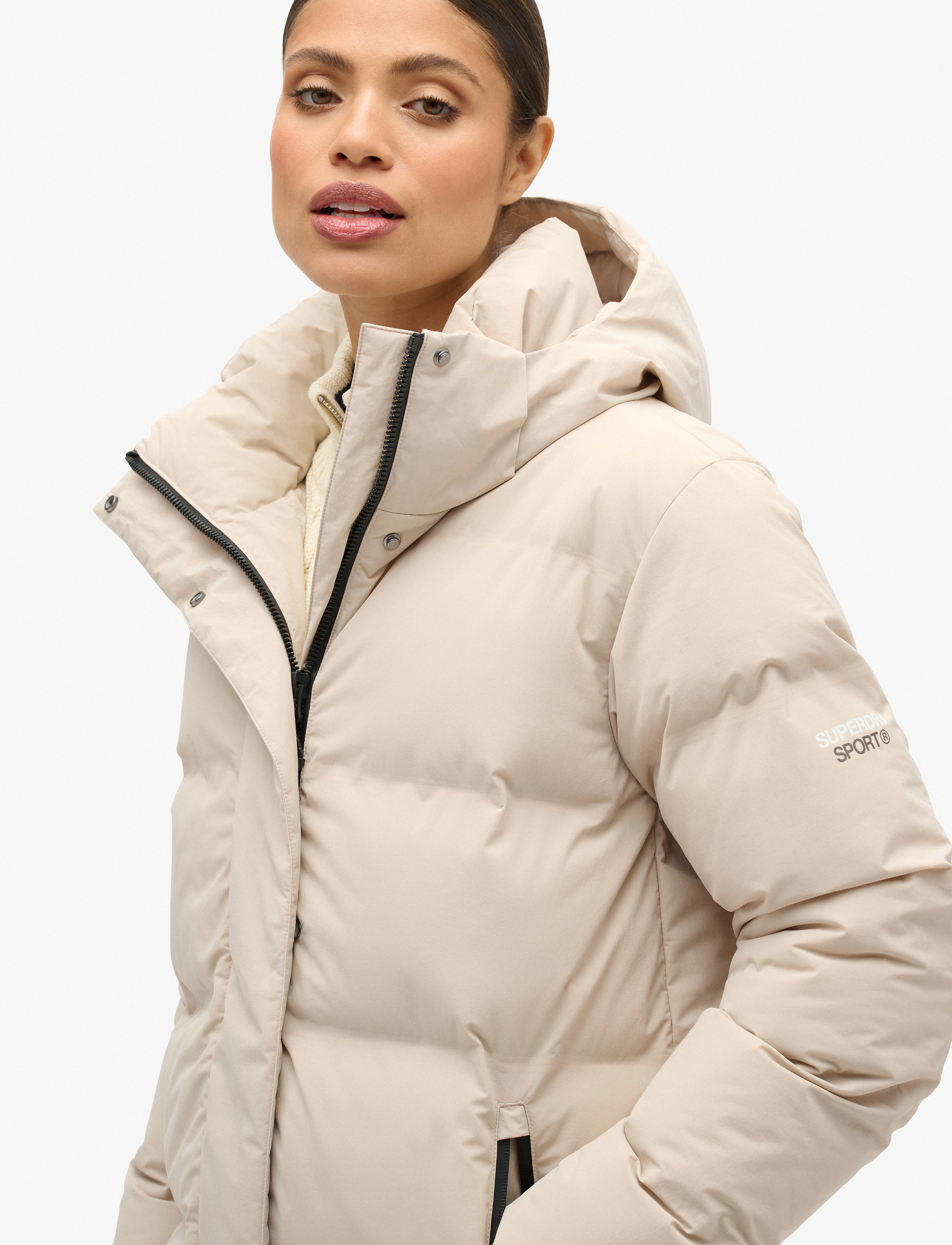 Superdry Sport - HOODED LONGLINE PUFFER JACKET - chateau grey - 4