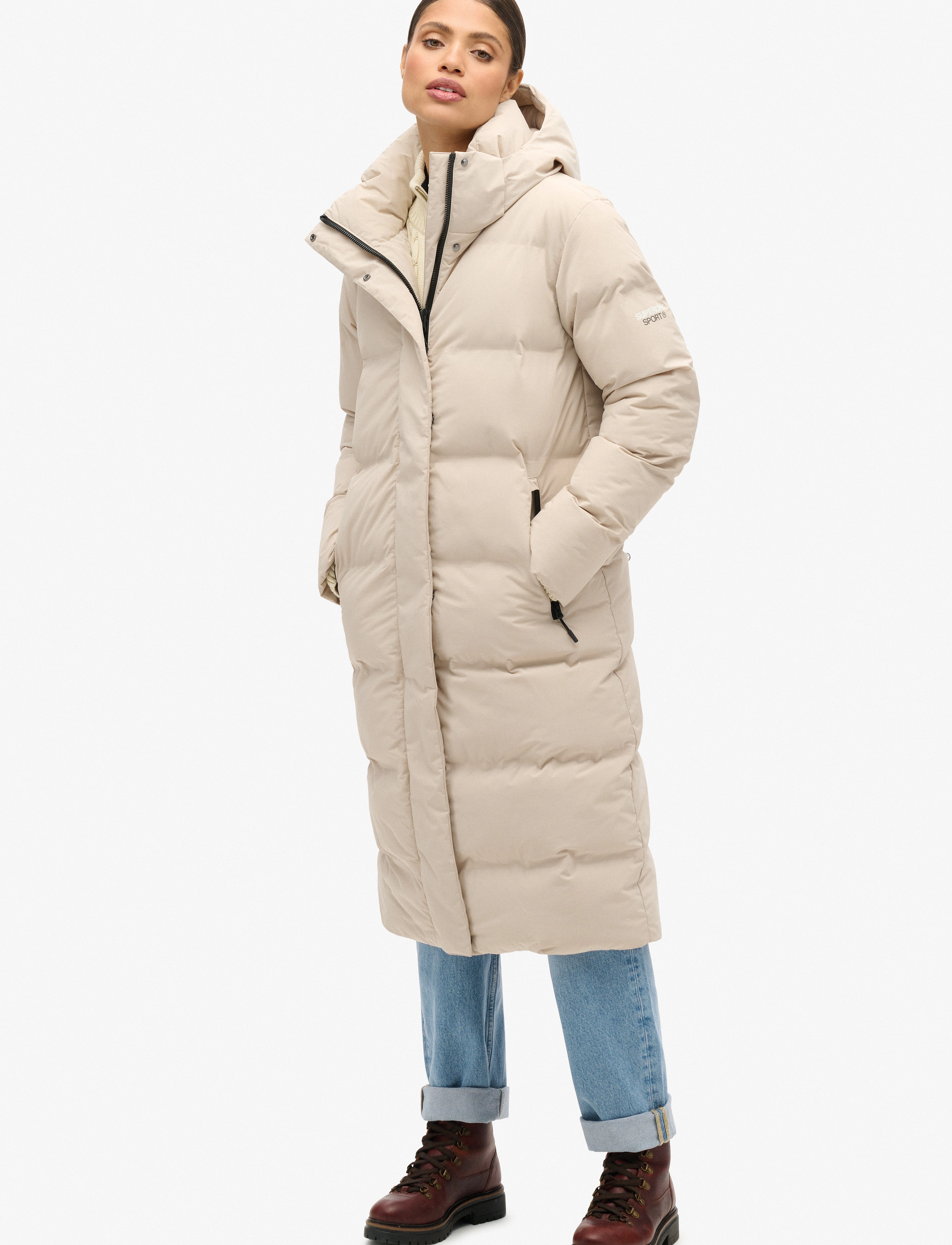 Superdry Sport - HOODED LONGLINE PUFFER JACKET - chateau grey - 5