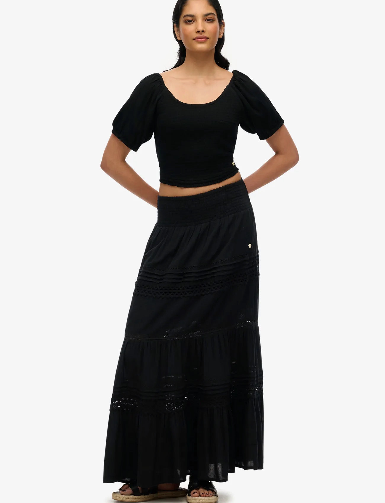 Superdry Ibiza Lace Mix Maxi Skirt - Black - 36