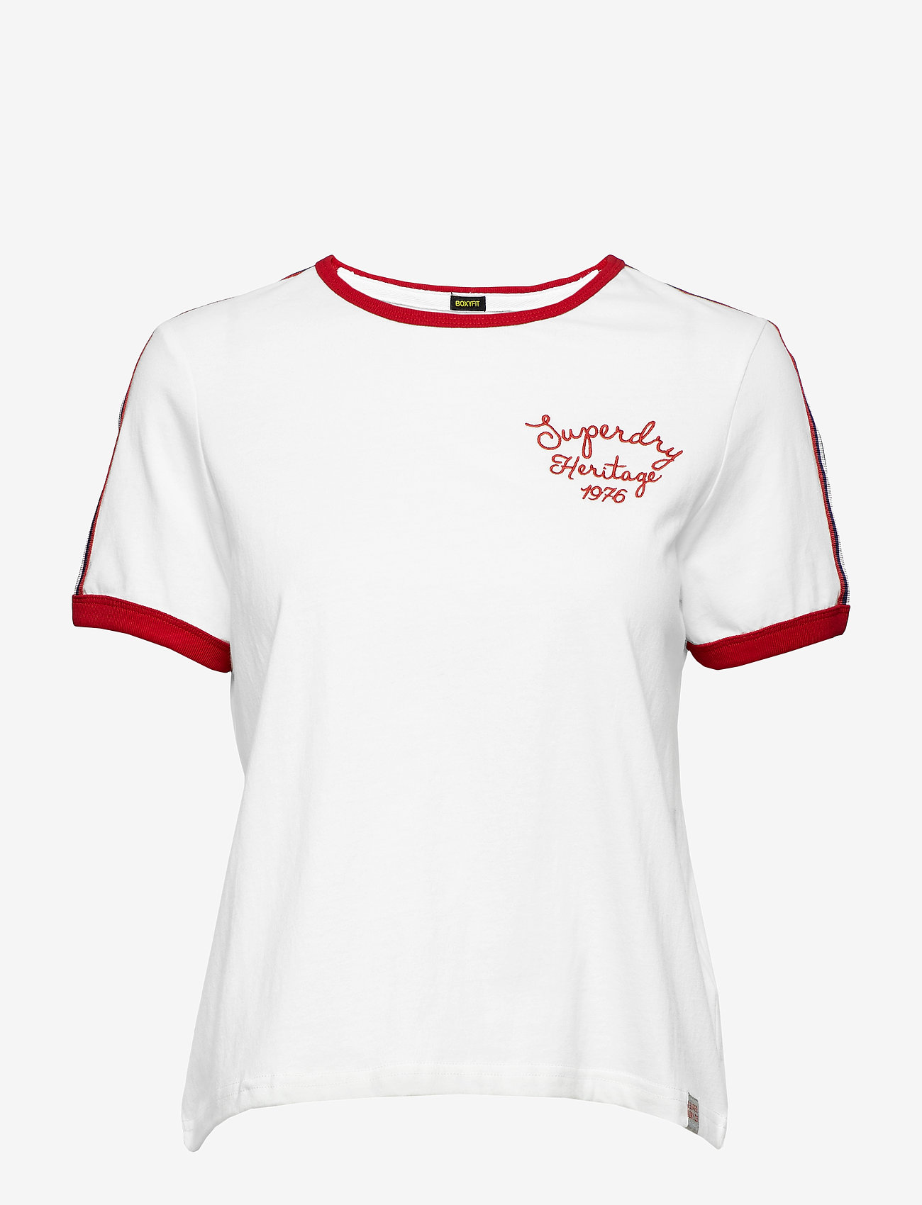Superdry - HERITAGE EMBROIDERY RINGER BOXY TEE - winter white - 0