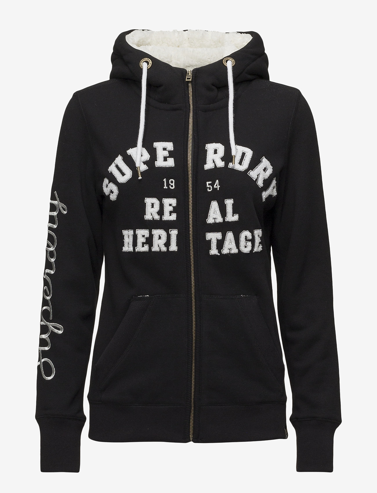 ARIA APPLIQUE ZIPHOOD - BLACK