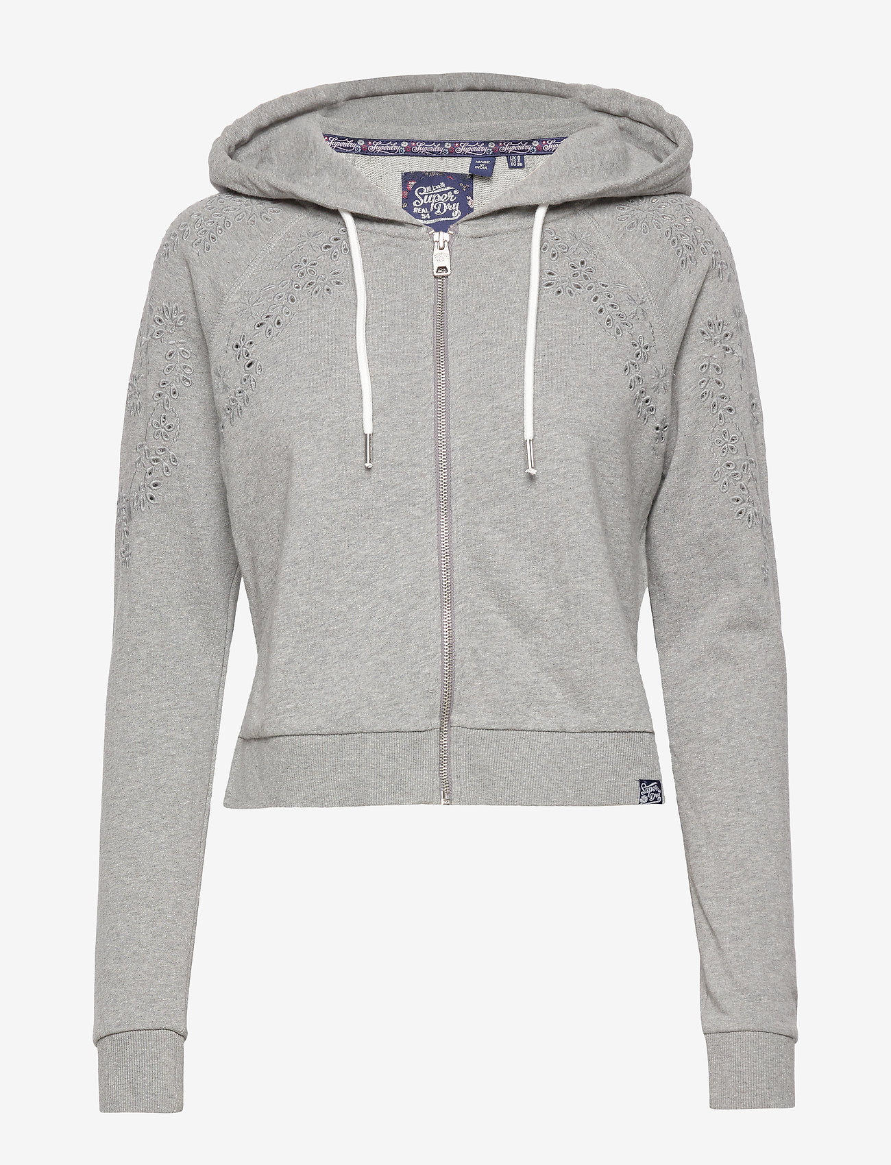 IVY BROIDERY ZIPHOOD - IRON GREY MARL