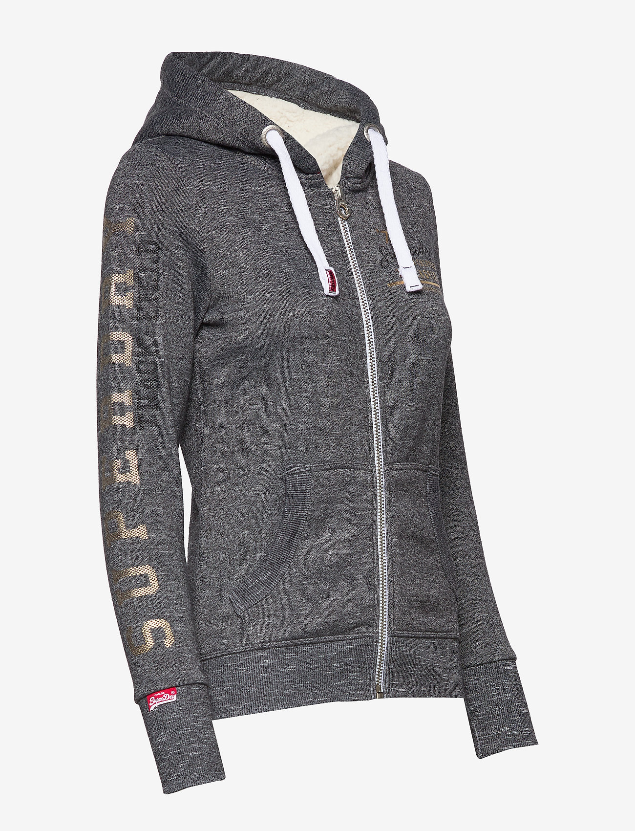 Superdry - TRACK & FIELD BORG ZIPHOOD - black noire grindle - 4