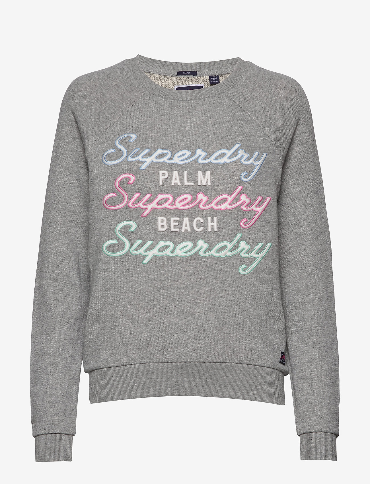 APPLIQUE RAGLAN CREW - GREY MARL