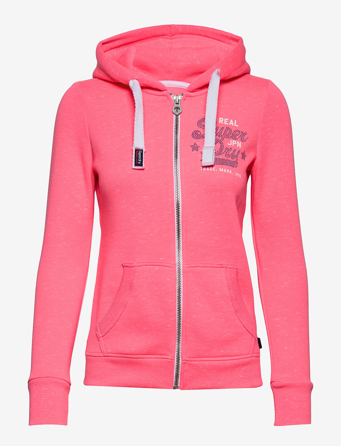 Superdry - REAL VINTAGE RHINESTNE ZIPHOOD - neon pink snowy - 0