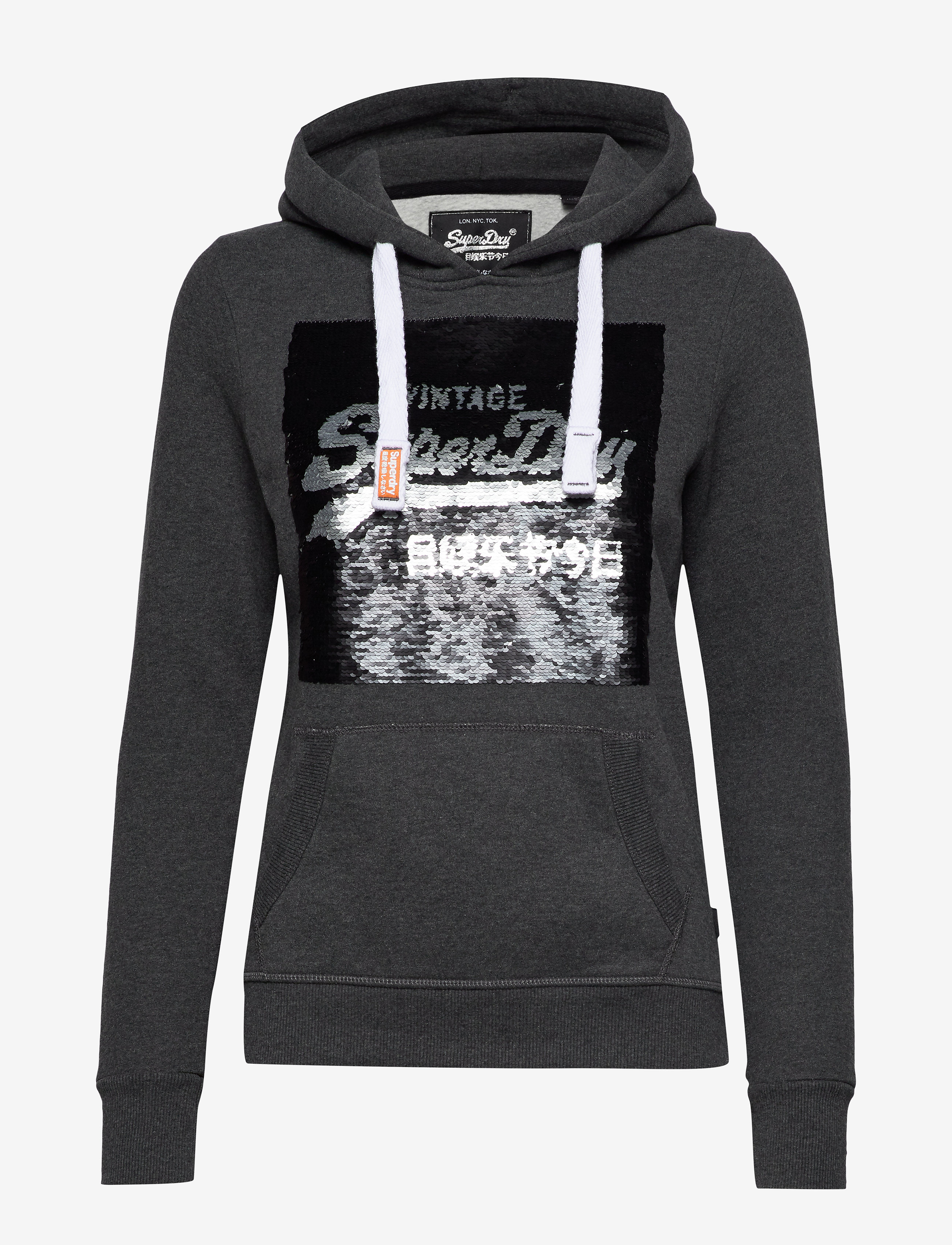 Superdry - PREMIUM SEQUIN ENTRY HOOD - charcoal marl - 1
