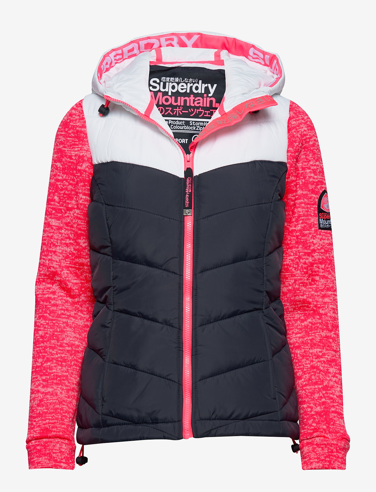 Superdry - STORM HYBRID CLRBLOCK ZIPHOOD - fusion pink marl/white/navy - 0