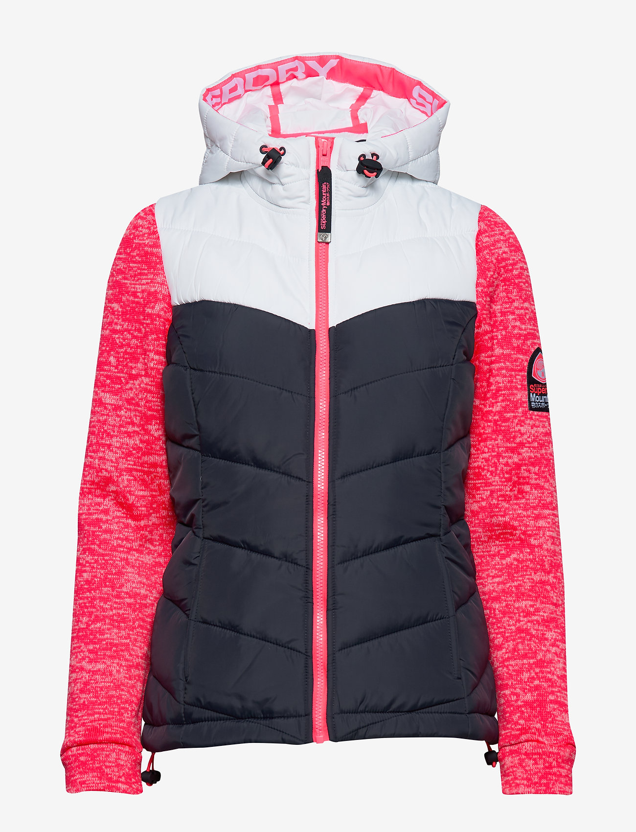 Superdry - STORM HYBRID CLRBLOCK ZIPHOOD - fusion pink marl/white/navy - 1