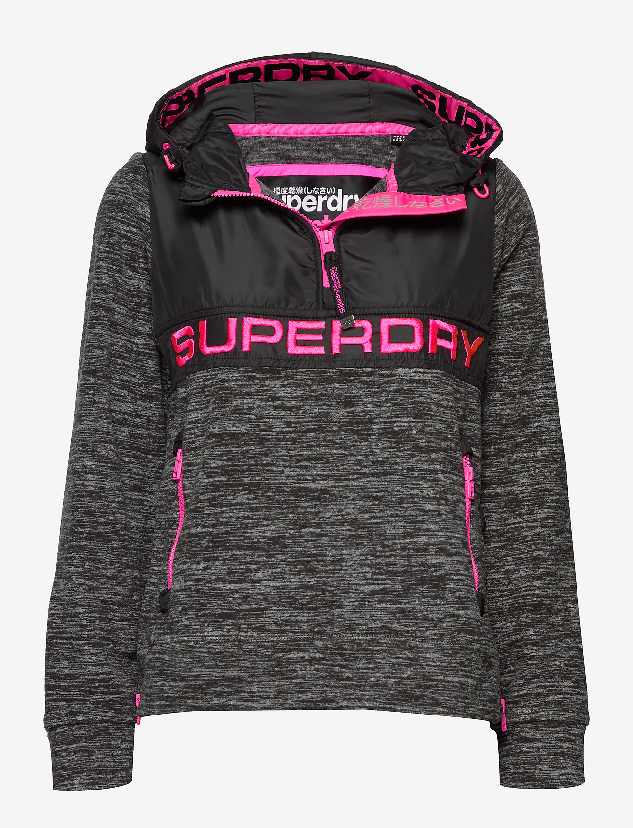 Superdry - STORM HYBRID OVERHEAD HOOD - black marl/black - 0