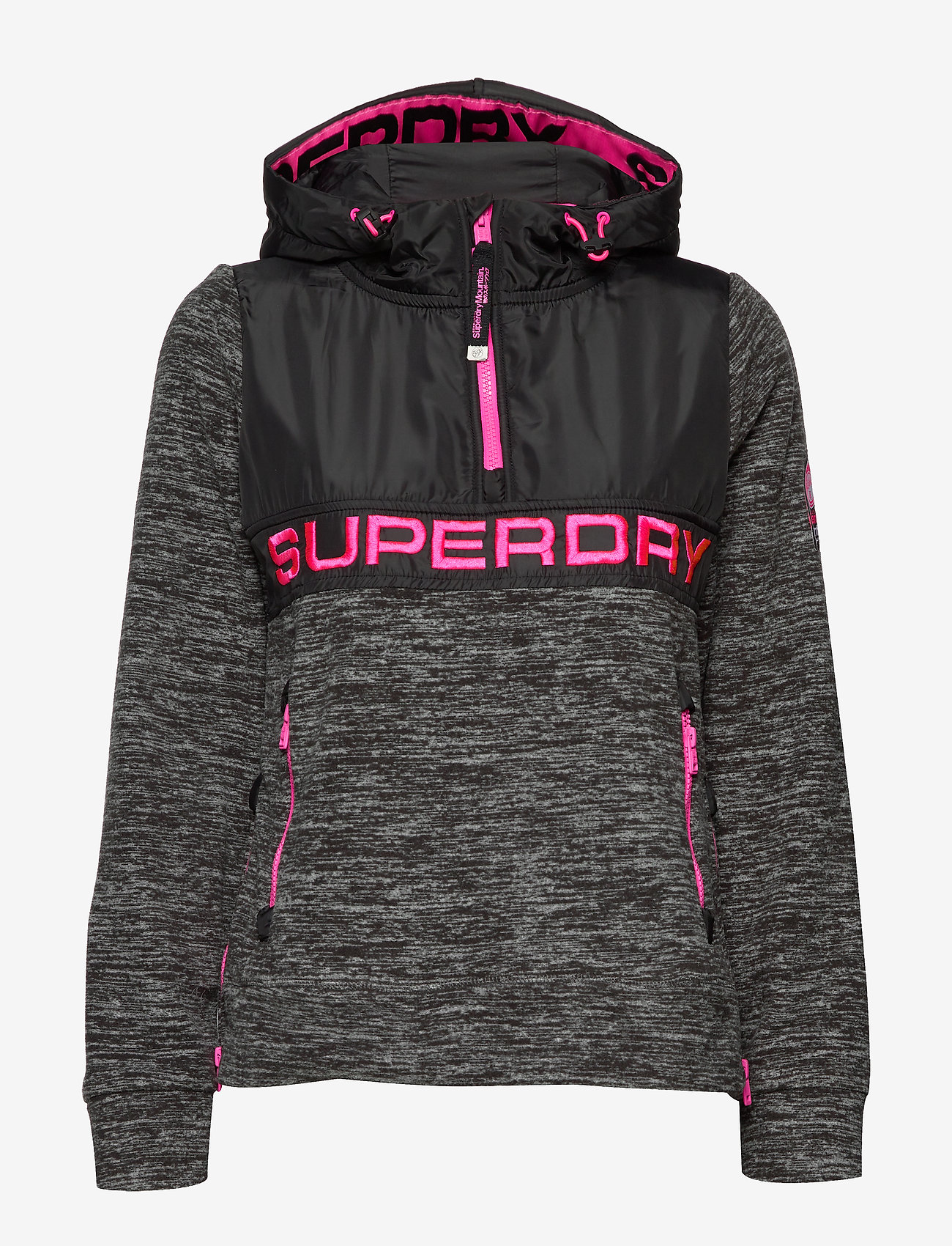 Superdry - STORM HYBRID OVERHEAD HOOD - black marl/black - 1