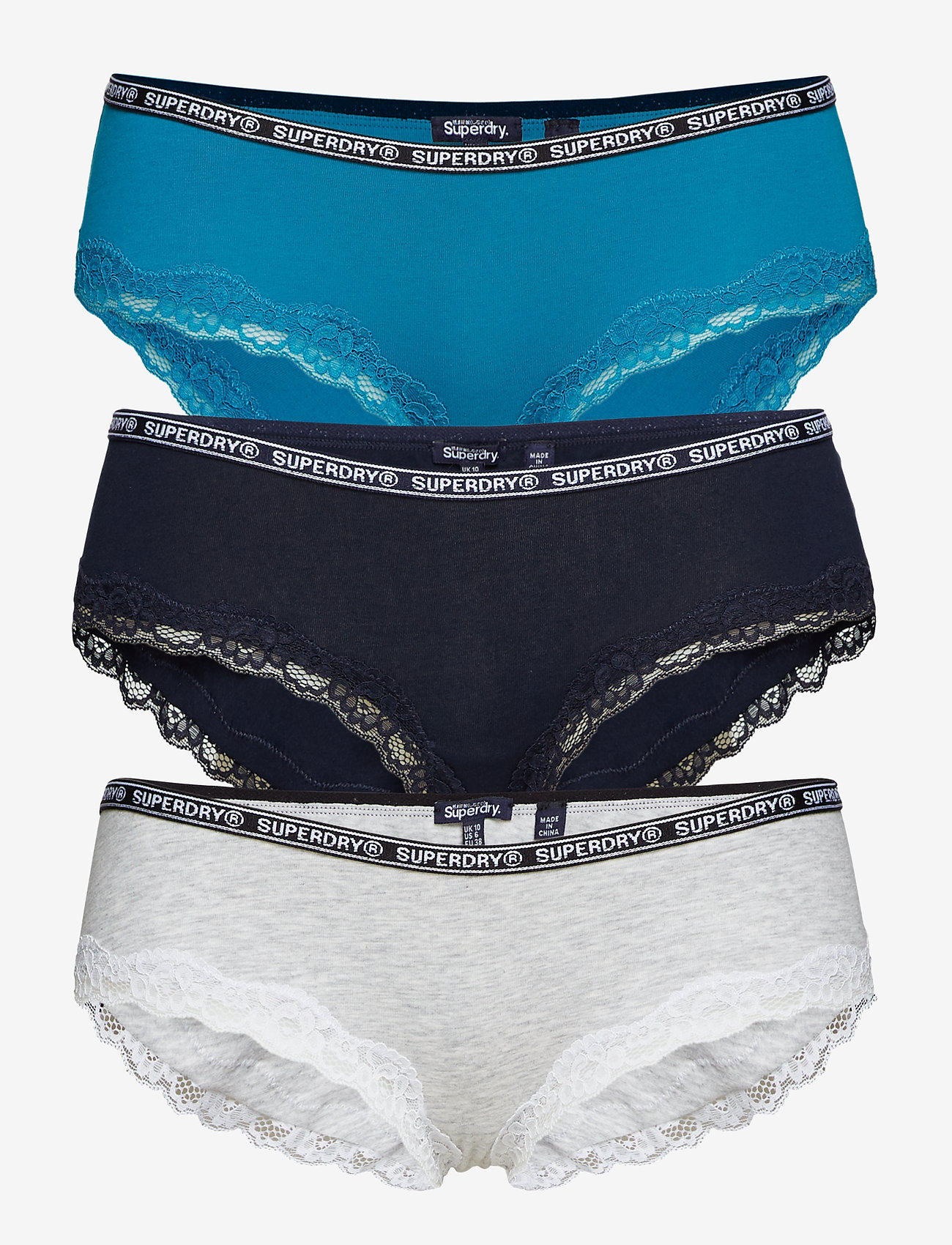 Superdry - LOLALACE BRIEF TRIPLE PACK - grey marl sea teal black - 0