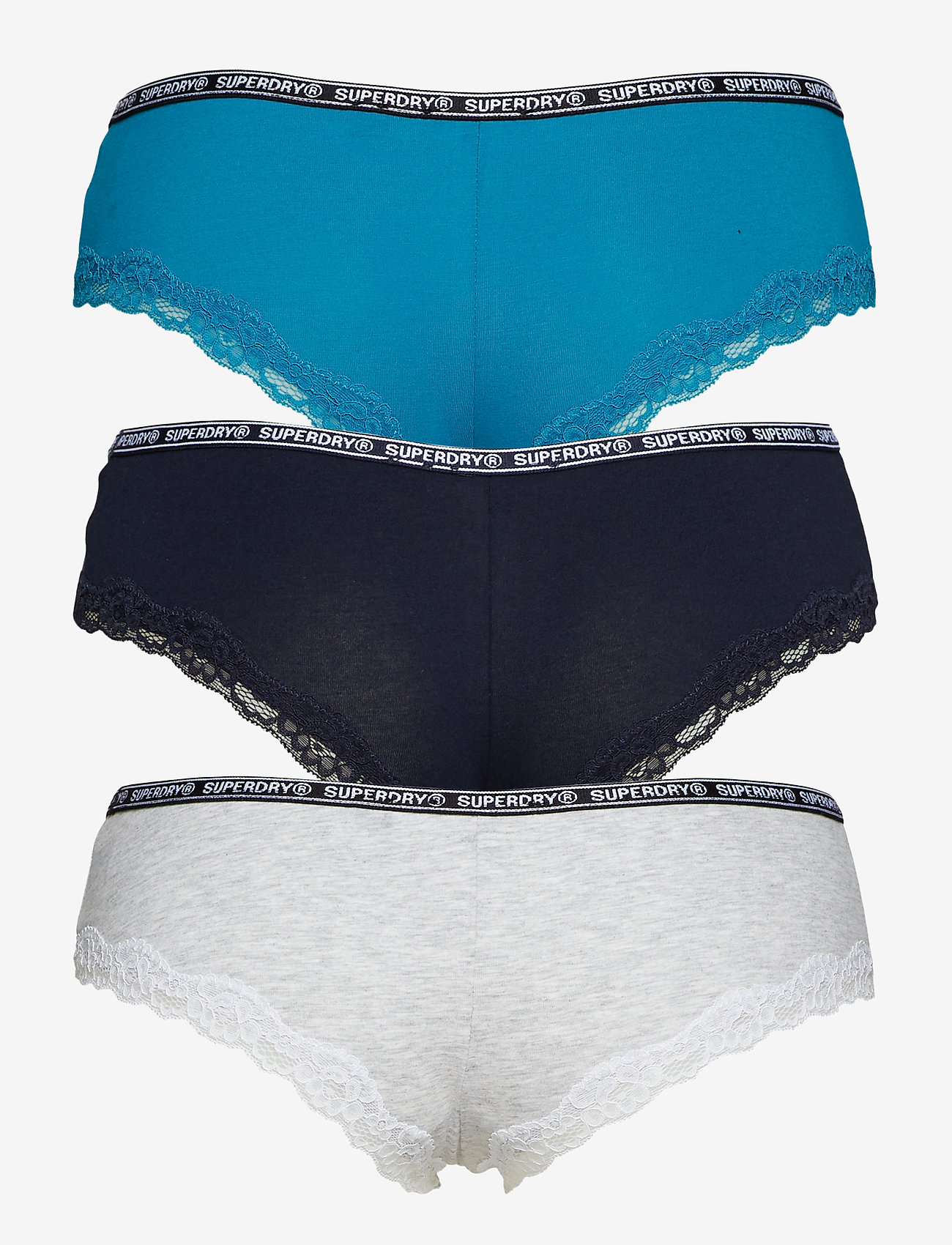 Superdry - LOLALACE BRIEF TRIPLE PACK - grey marl sea teal black - 1