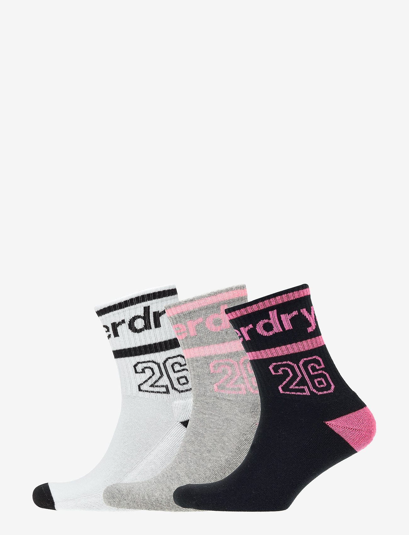 VARSITY FLURO SOCKS TRIPLE PACK - FLURO PINK/ BLACK/FLURO CORAL