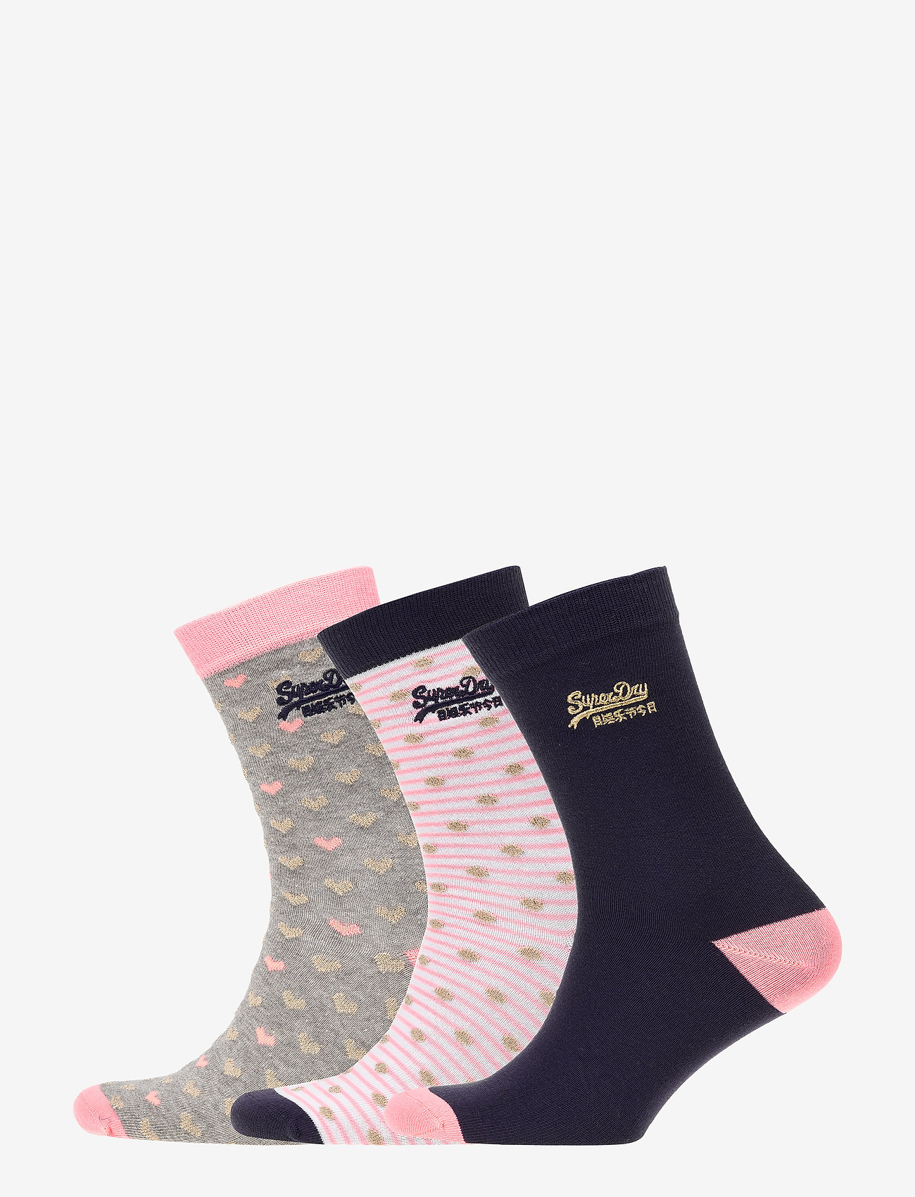 Superdry - GOLD HEART MIX SOCK  TRIPLE PACK - gold/navy/polka dot - 0