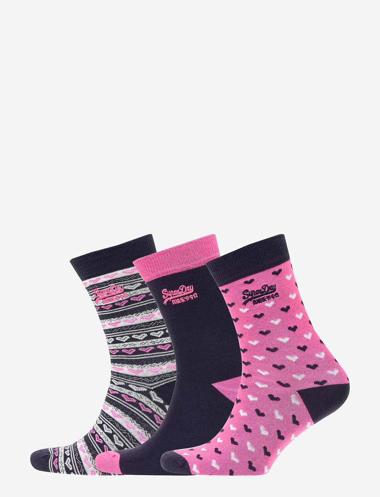 Superdry - HEART POP SOCK TRIPLE PACK - fairisle/navy/heart ditsy - 0
