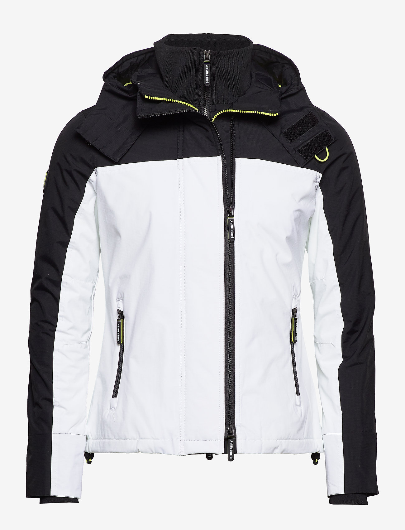 Superdry - ARCTC HOOD PACF POPZIP WNDCHTR - black/white/toxic green - 1