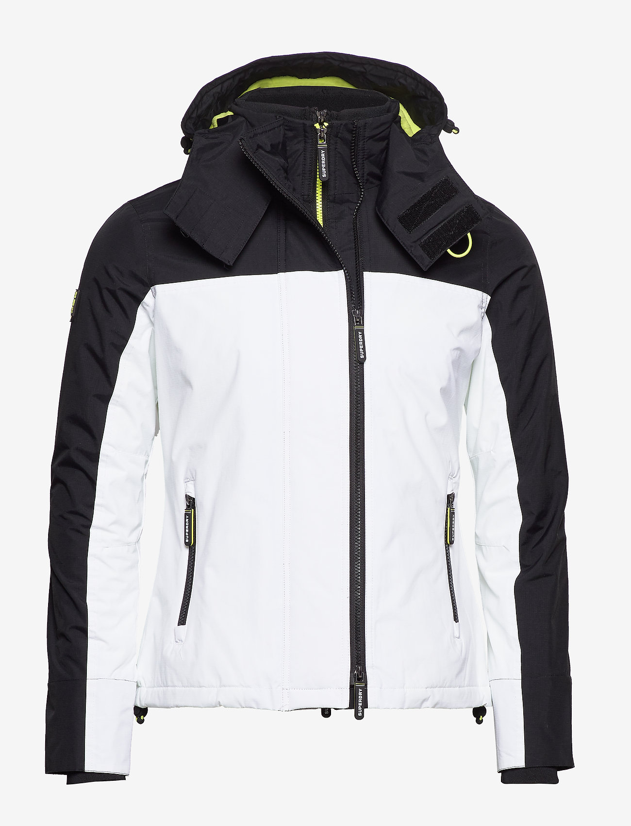 Superdry - ARCTC HOOD PACF POPZIP WNDCHTR - black/white/toxic green - 2