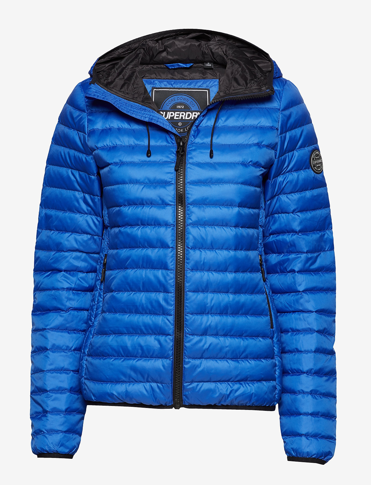 Core down hooded jacket