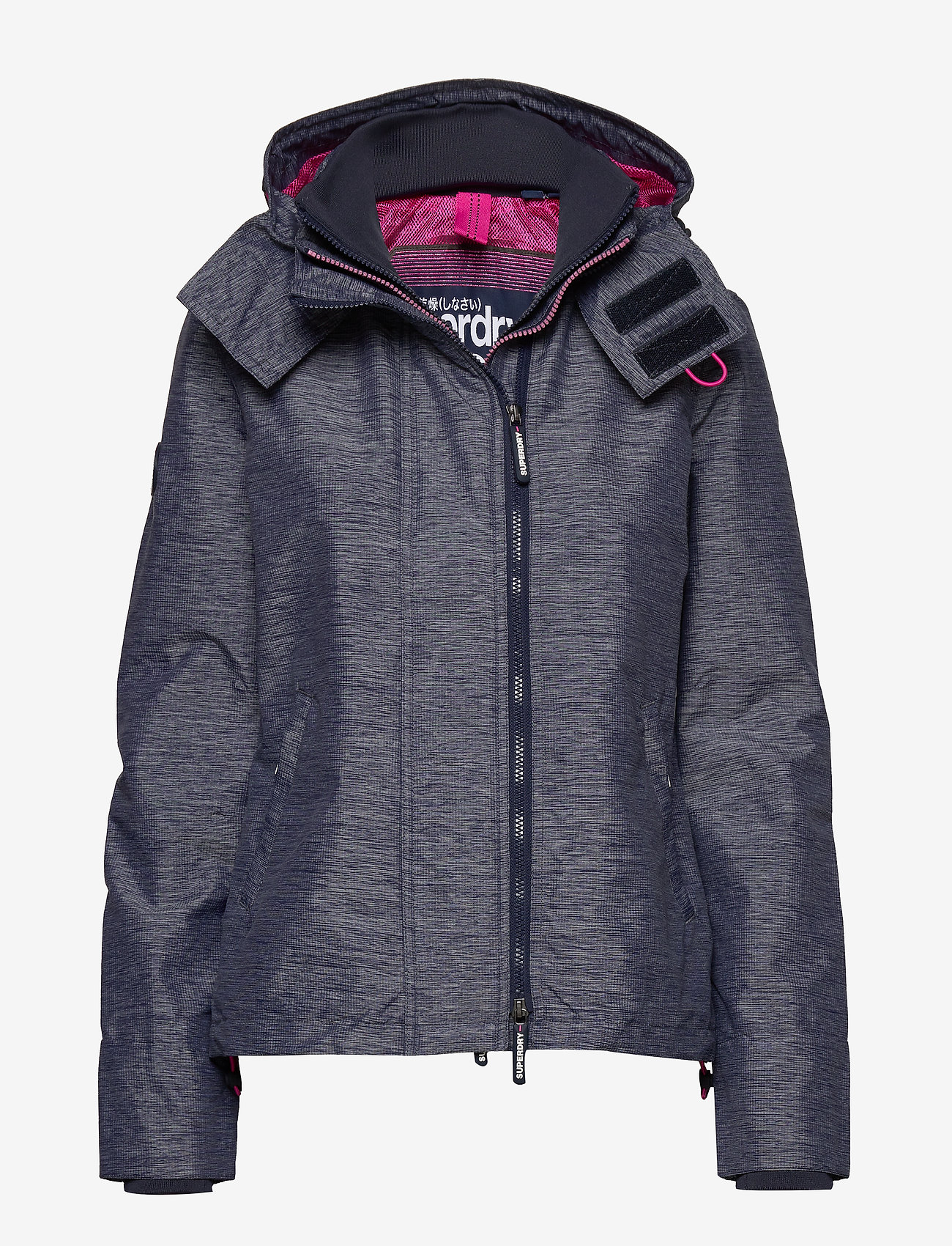 TECH HOOD POP ZIP WINDCHEATER - NEW NVY MARL/FUSCIA PNK SPRKLE