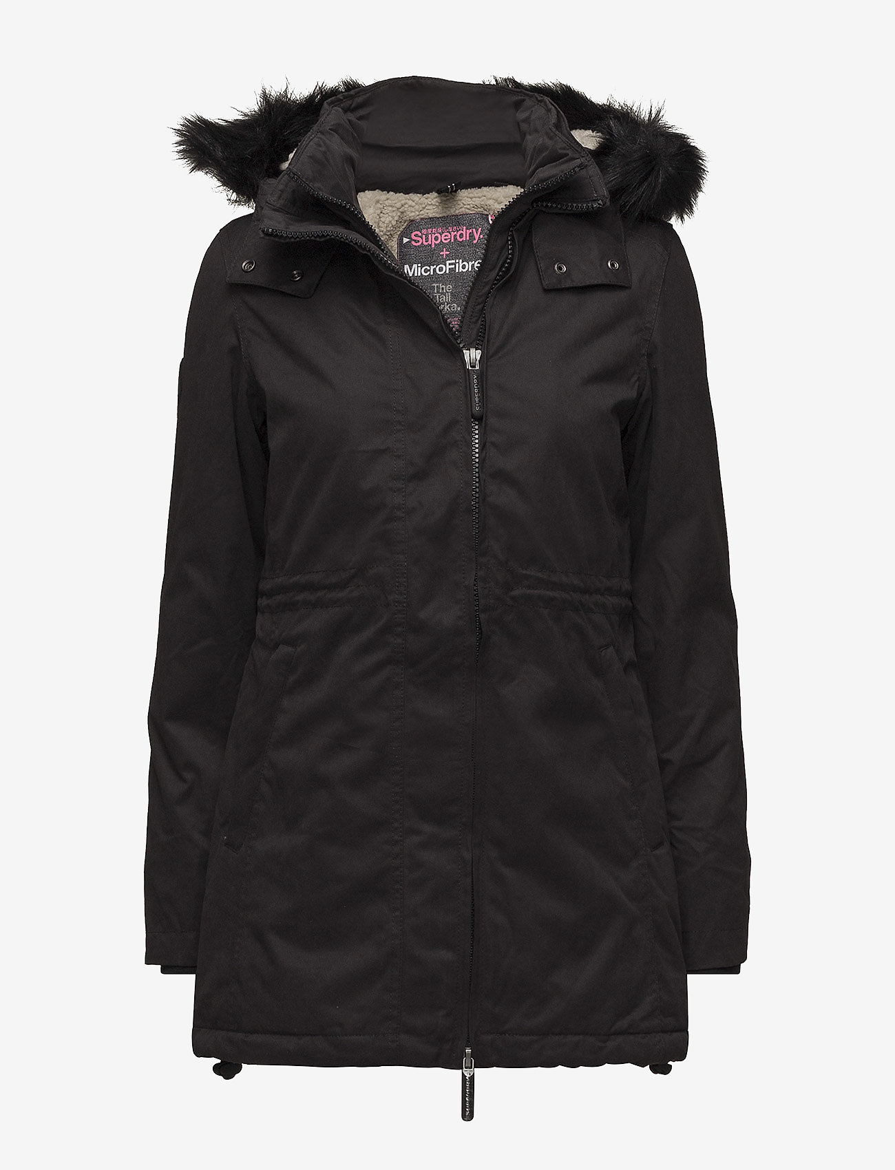 Superdry - HOODED MICROFIBRE PARKA - black/cream borg - 0