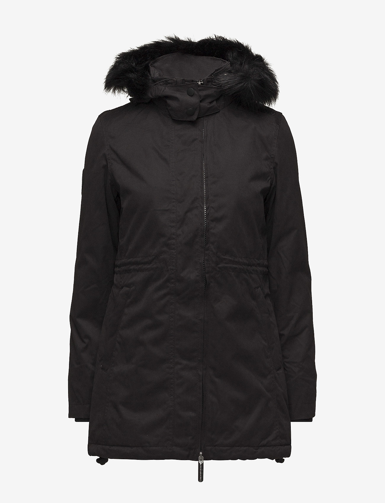 Superdry - HOODED MICROFIBRE PARKA - black/cream borg - 1
