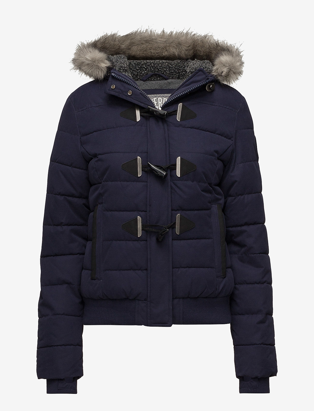 MICROFBRE TOGGLE PUFFLE JACKET - NAVY