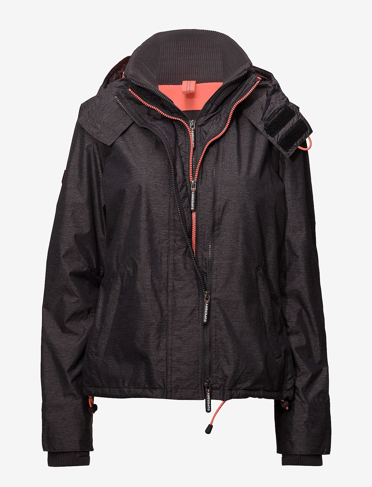 Superdry - POP ZIP HOOD ARCTIC WNDCHEATER - mid charcoal marl/shock coral - 0
