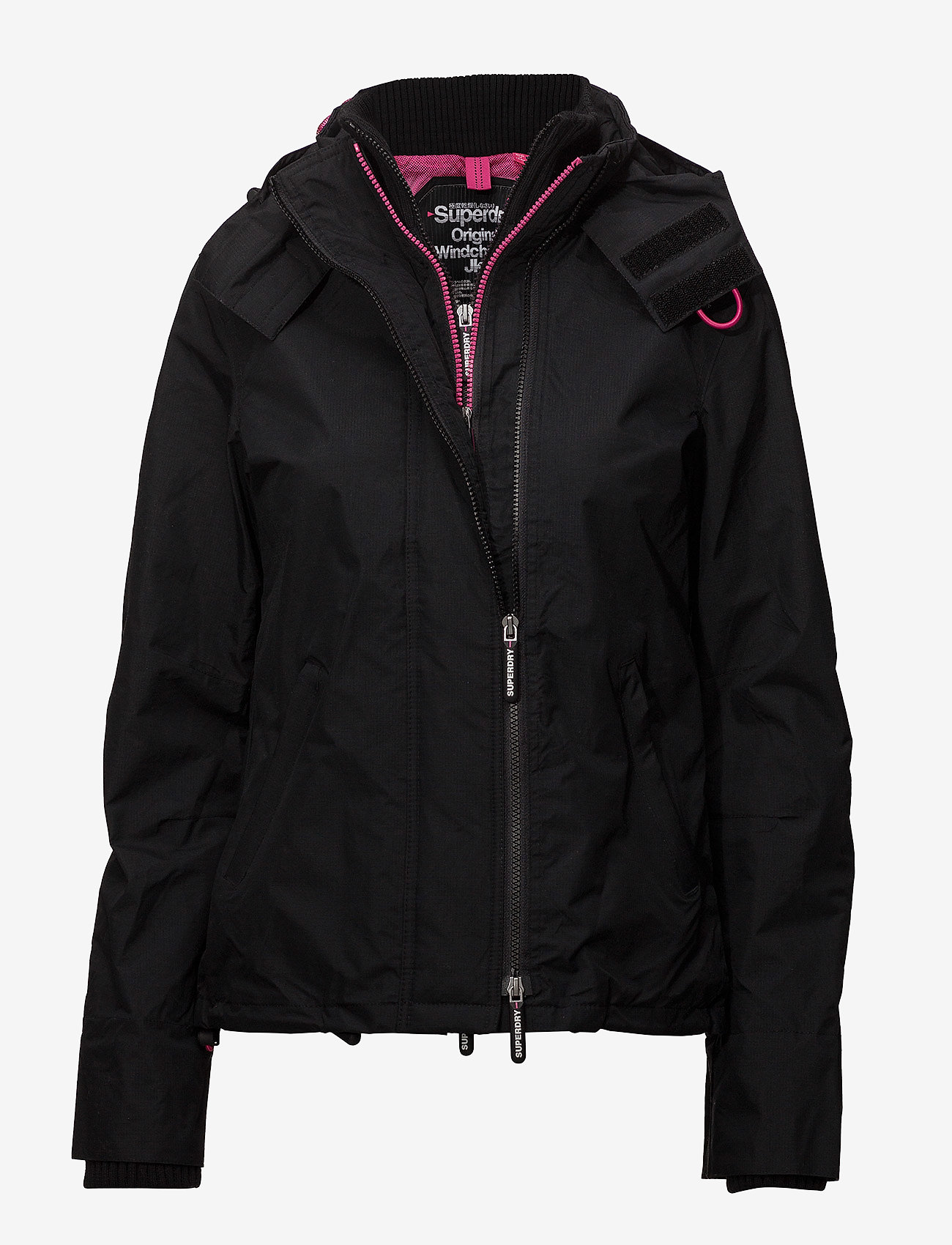 Superdry - TECH HOODED POP ZIP WNDCHEATER - black/lurex punk pink - 0