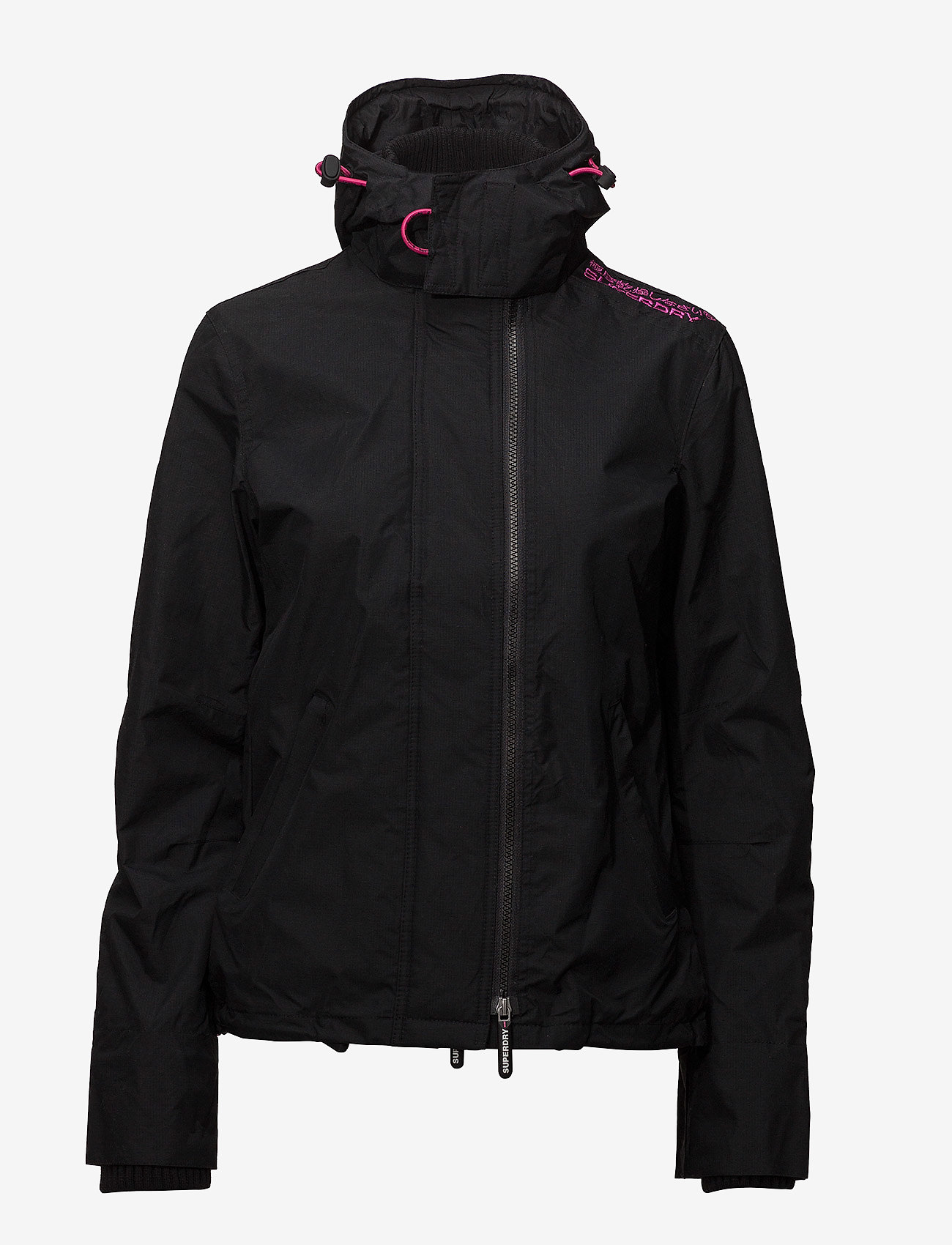 Superdry - TECH HOODED POP ZIP WNDCHEATER - black/lurex punk pink - 1