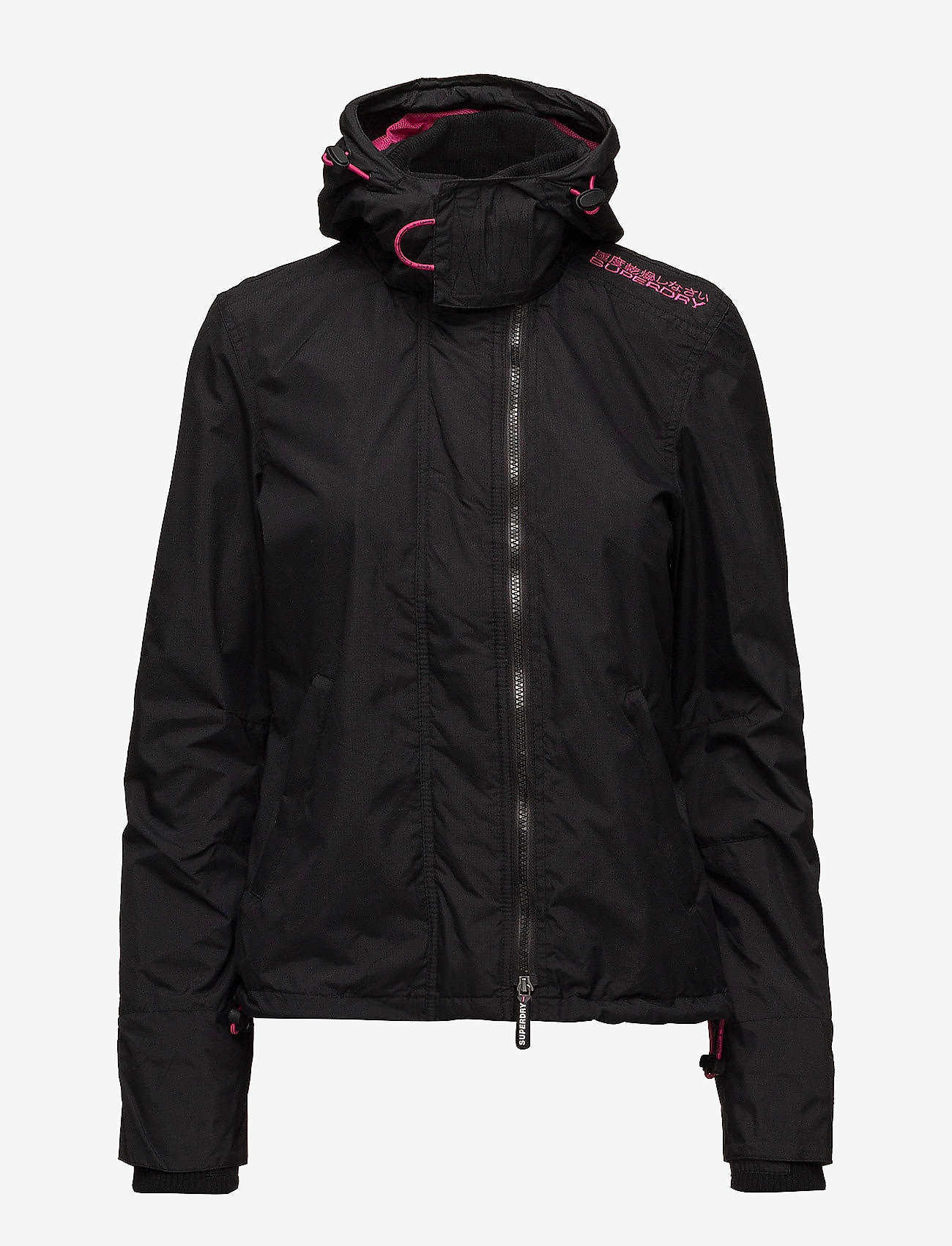 Superdry - TECH HOODED POP ZIP WNDCHEATER - black/raspberry - 1