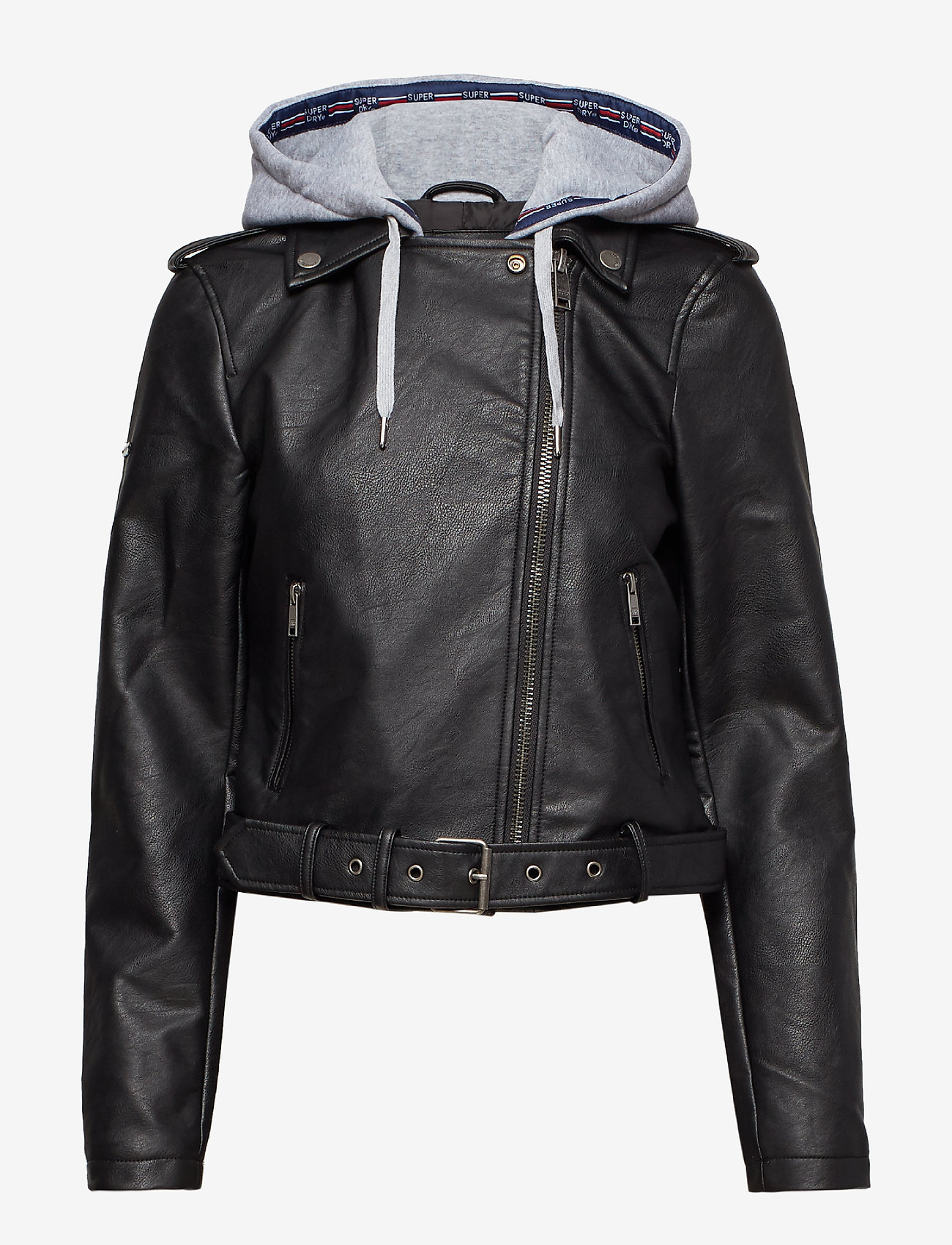 Superdry - PU HOODED BIKER - black - 0