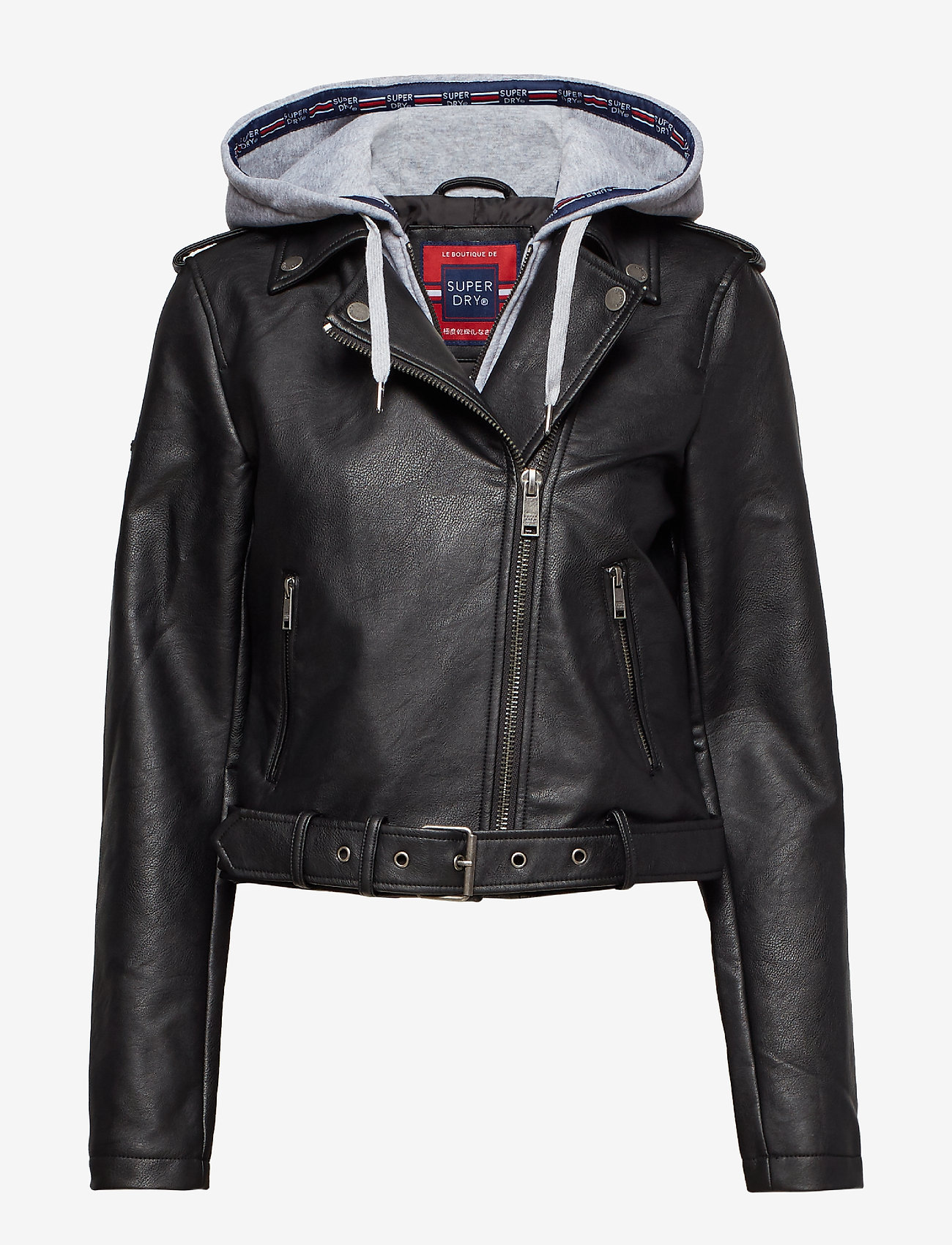 Superdry - PU HOODED BIKER - black - 1