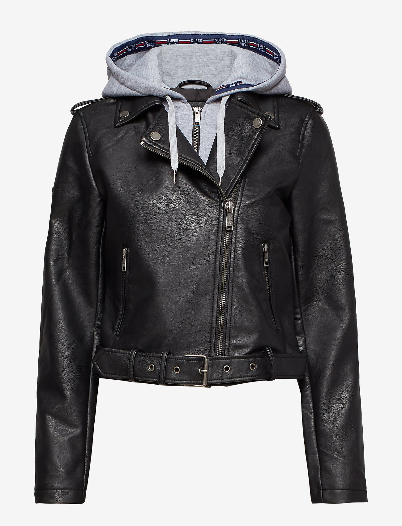 Superdry - PU HOODED BIKER - black - 2